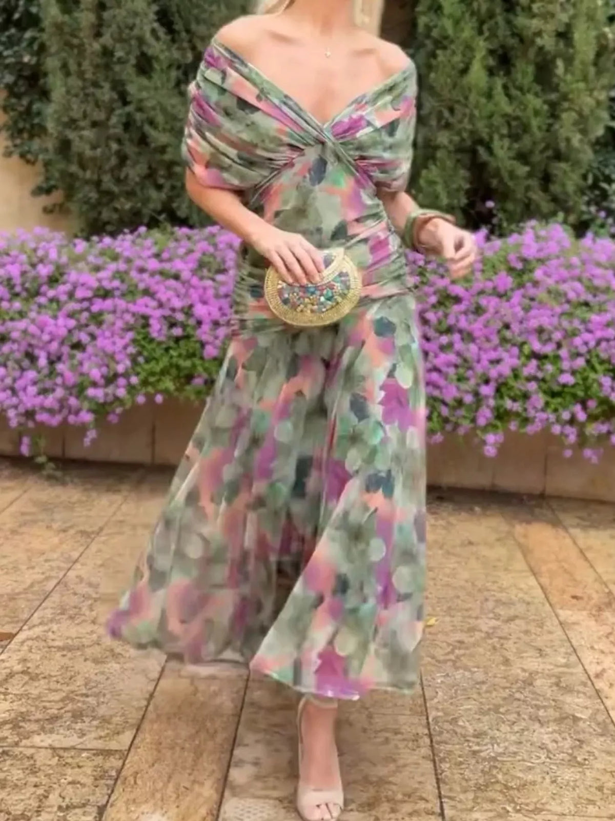 Green ruched dress