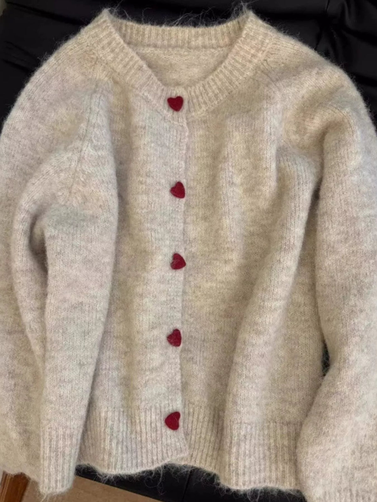 Heart Buttons Knit Cardigan — garment front