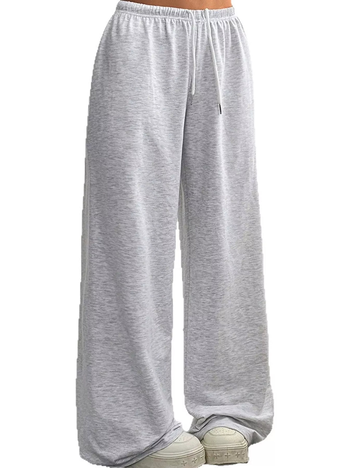 Light Gray wide-leg drawstring pants