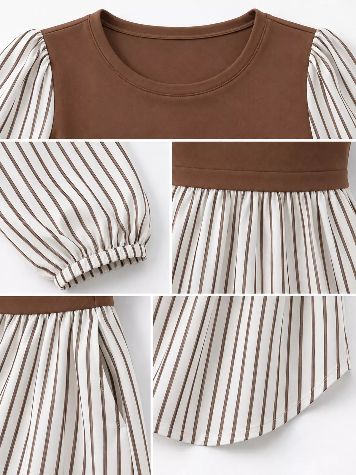 Contrast Panel Long Sleeve Tunic Blouse — garment construction details