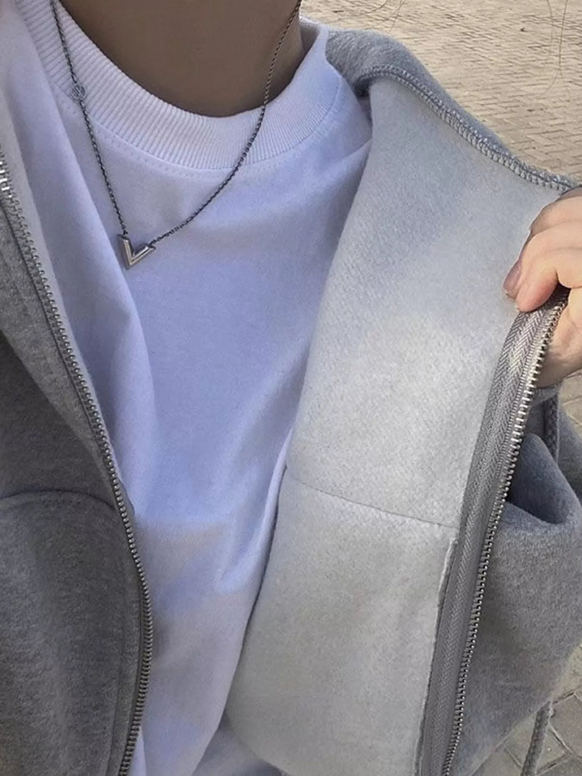 Dark Gray oversized zip-up cropped hoodie