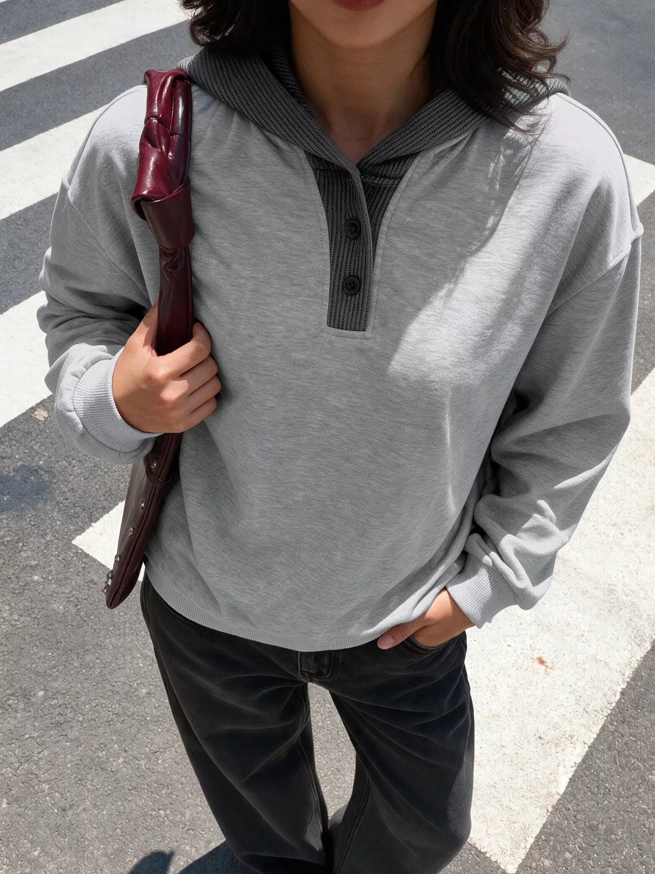 Trendsi Dropped Shoulder Long Sleeve Hoodie -