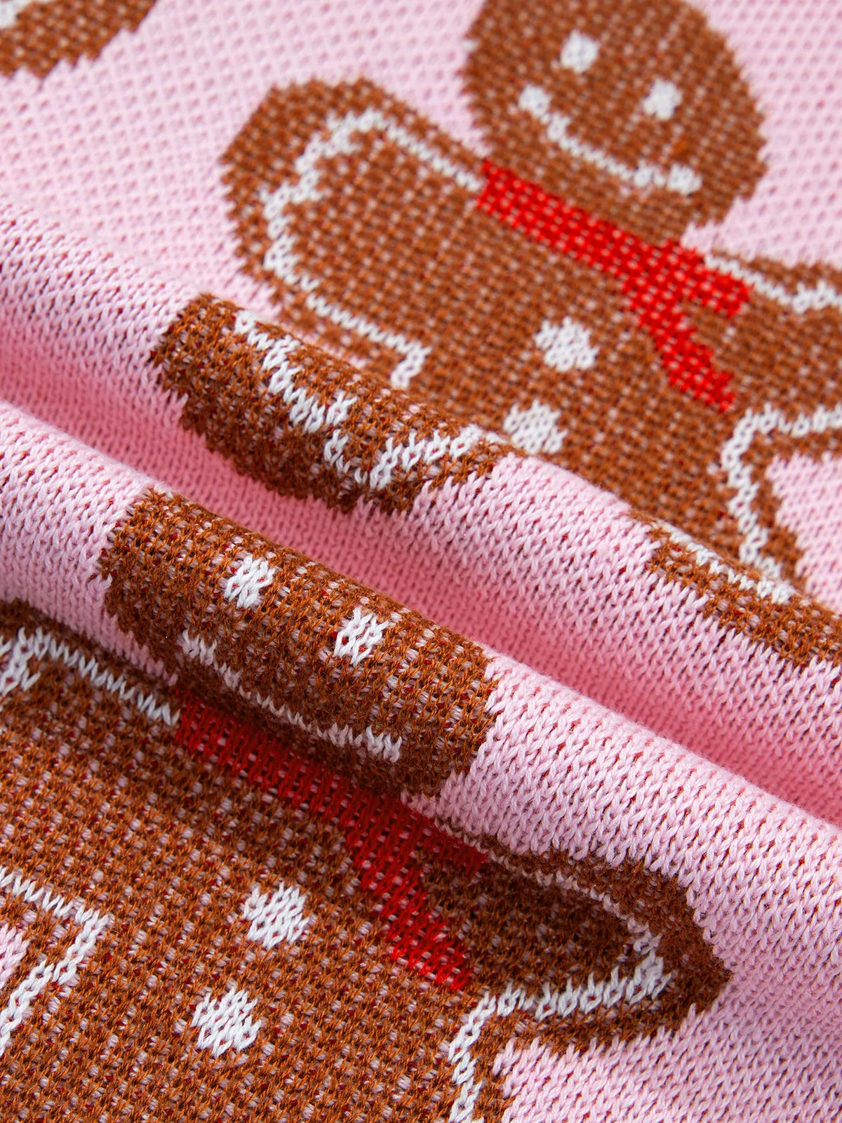 Gingerbread-pattern round-neck long sleeve sweater