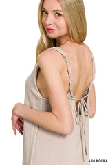 Trendsi Zenana French Terry Twisted Strap Midi Dress -