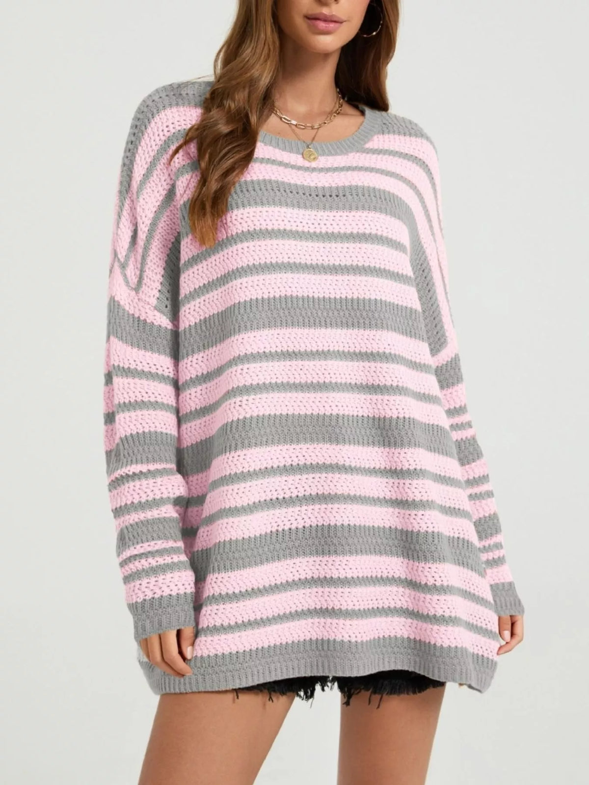 Trendsi Striped Drop Shoulder Sweater -