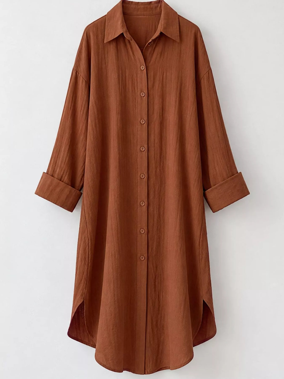 Collared long sleeve midi dress, product view