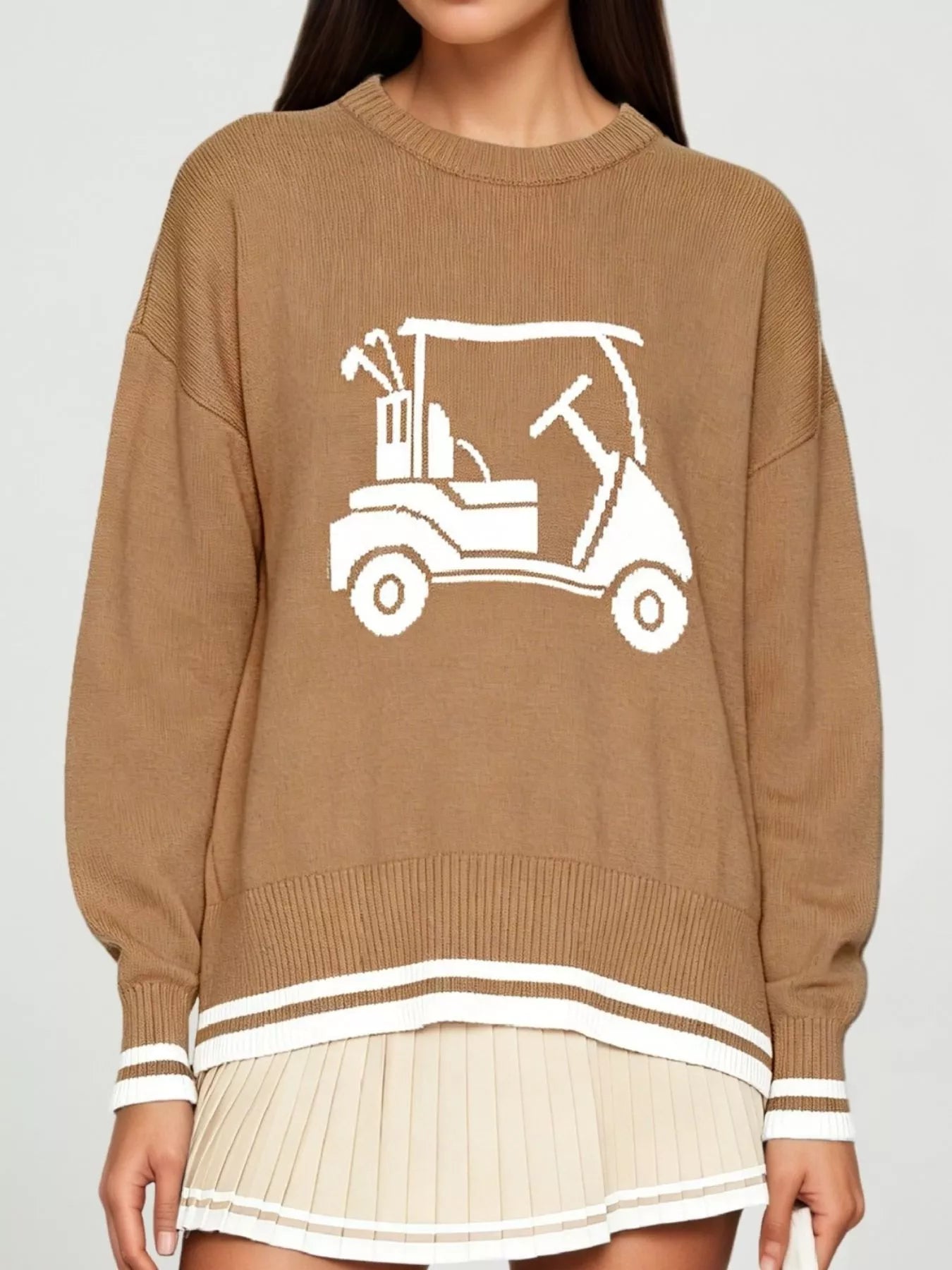 Trendsi Golf Cart Graphic Dropped Shoulder Sweater -