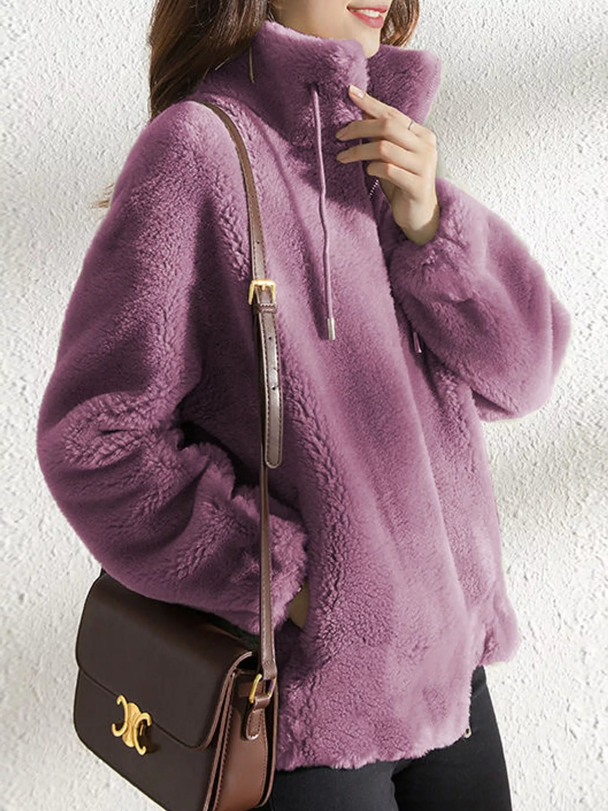 Faux-fur jacket, purple front