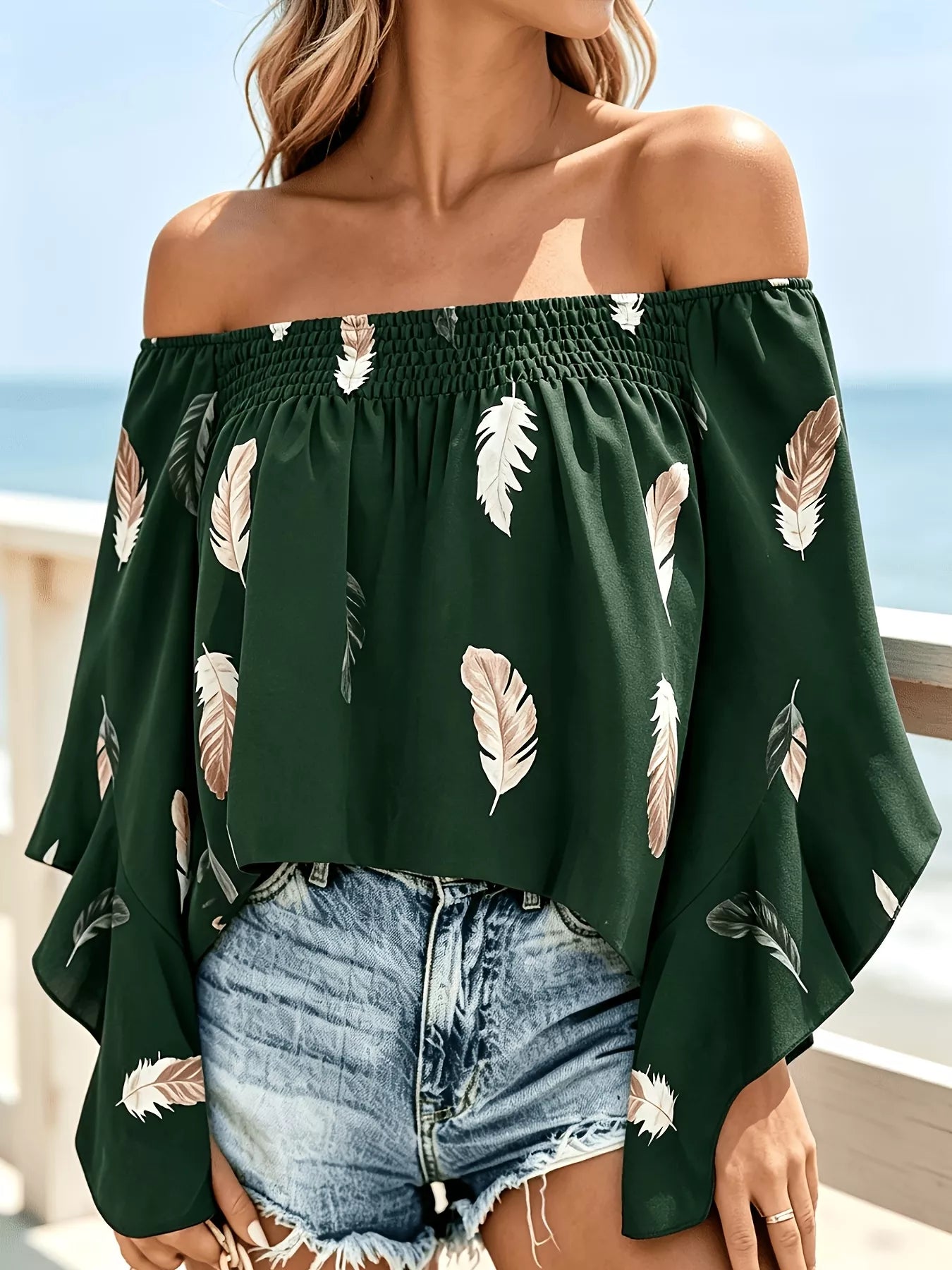 Trendsi Printed Off Shoulder Blouse -