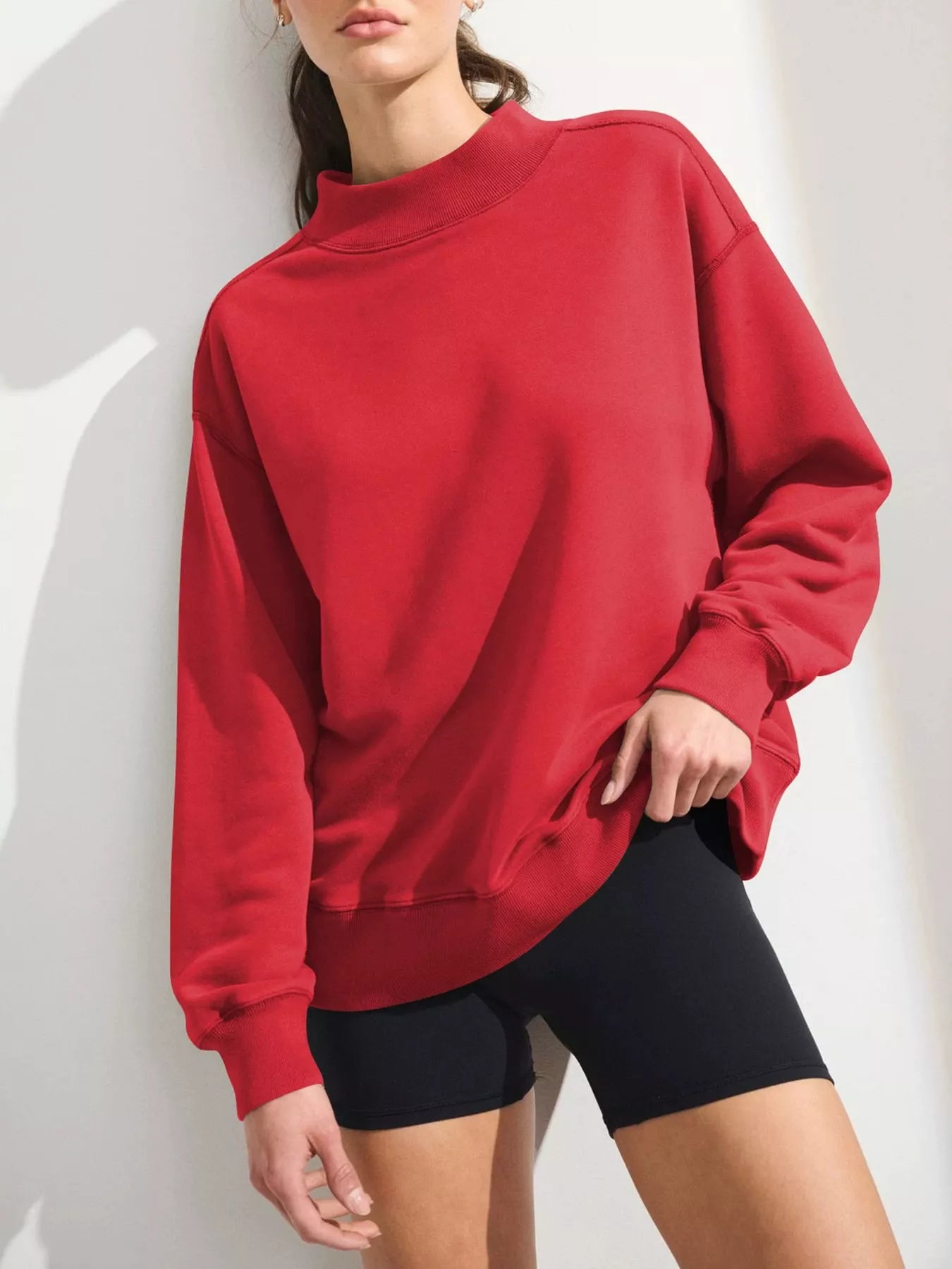 Trendsi Mock Neck Oversized Sweatshirt -