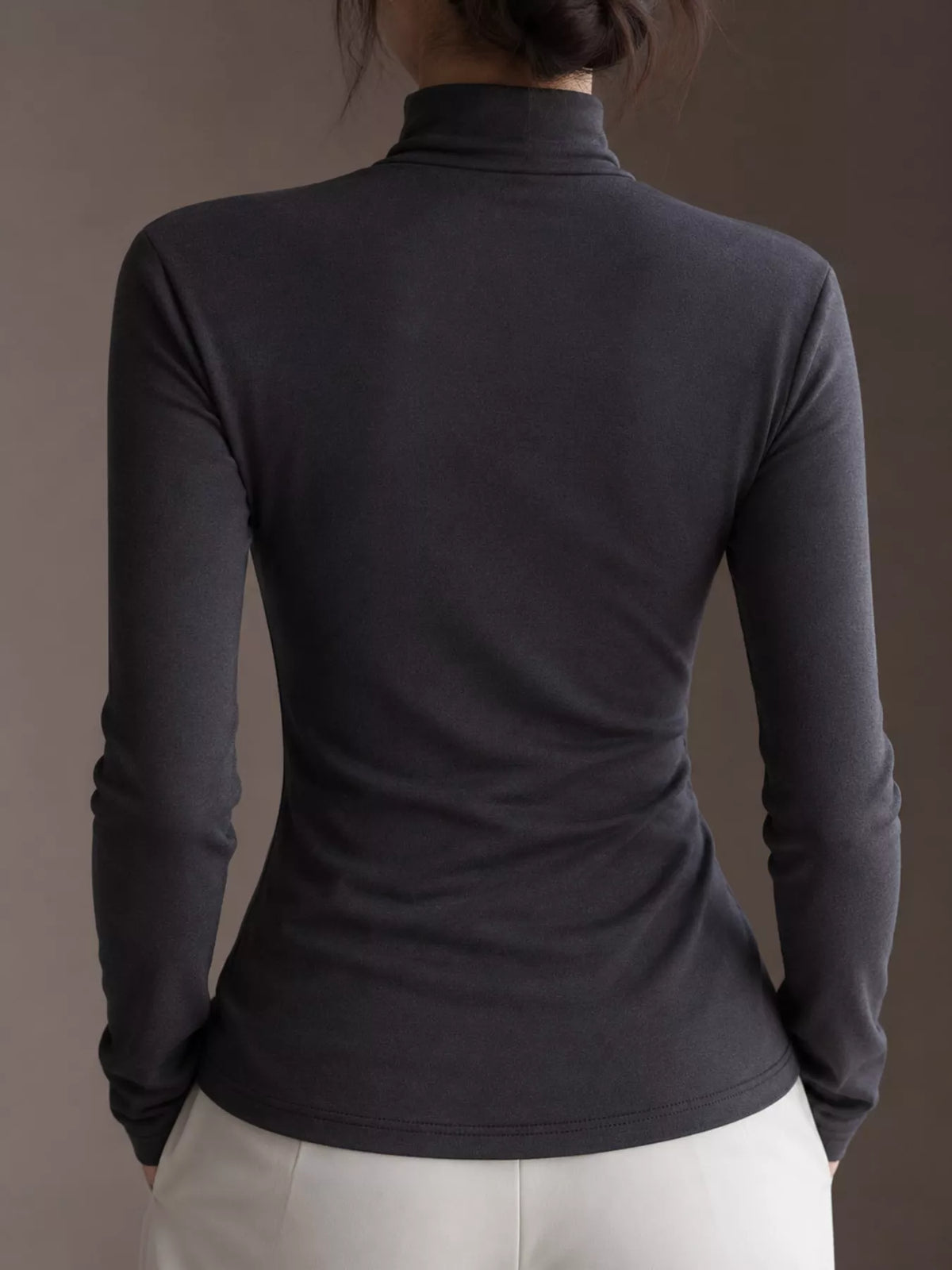 Slim-Fit Mock Neck Long Sleeve T-Shirt — back view