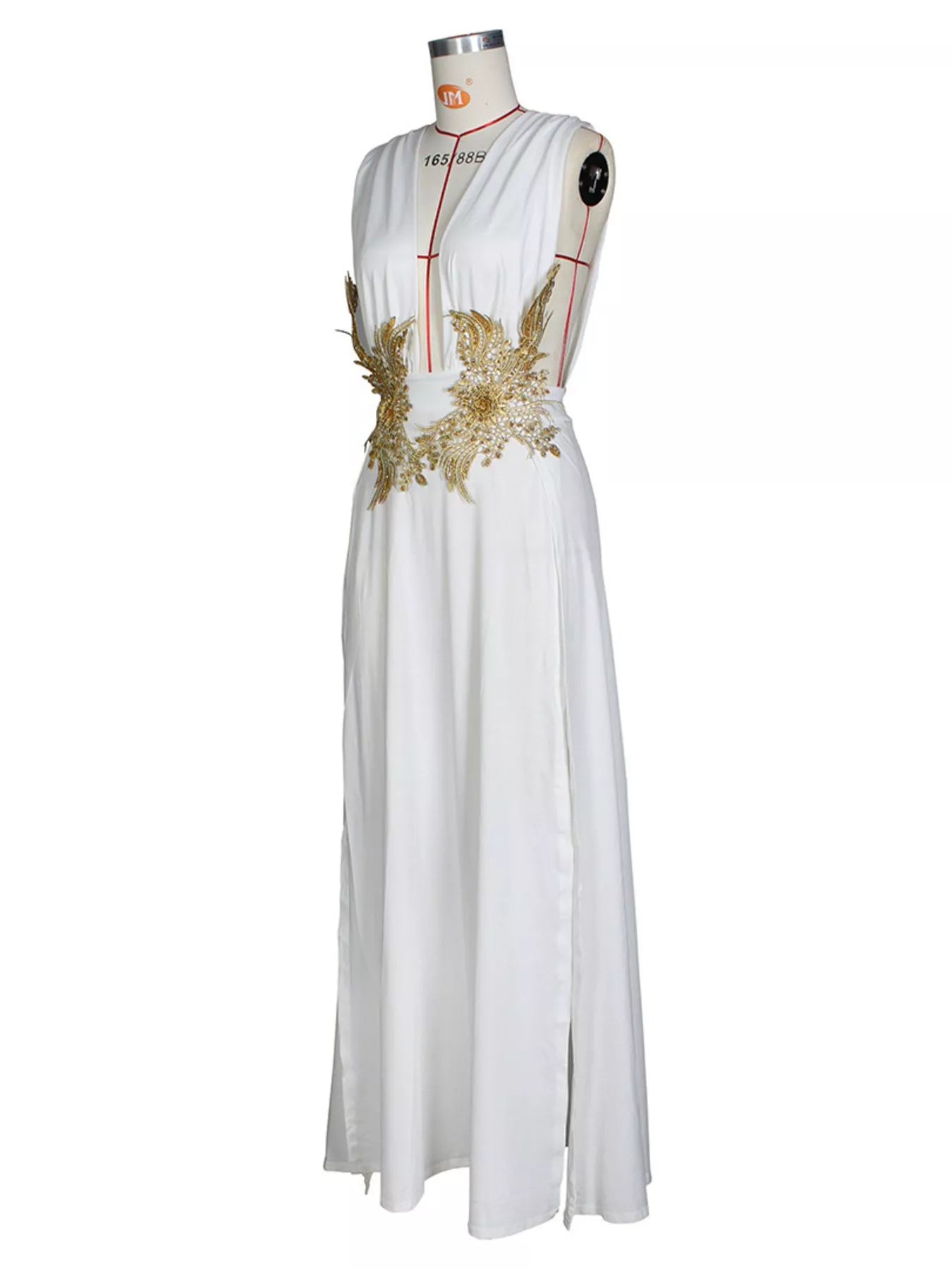 Trendsi Deep V-Neck High Slit Maxi Dress -