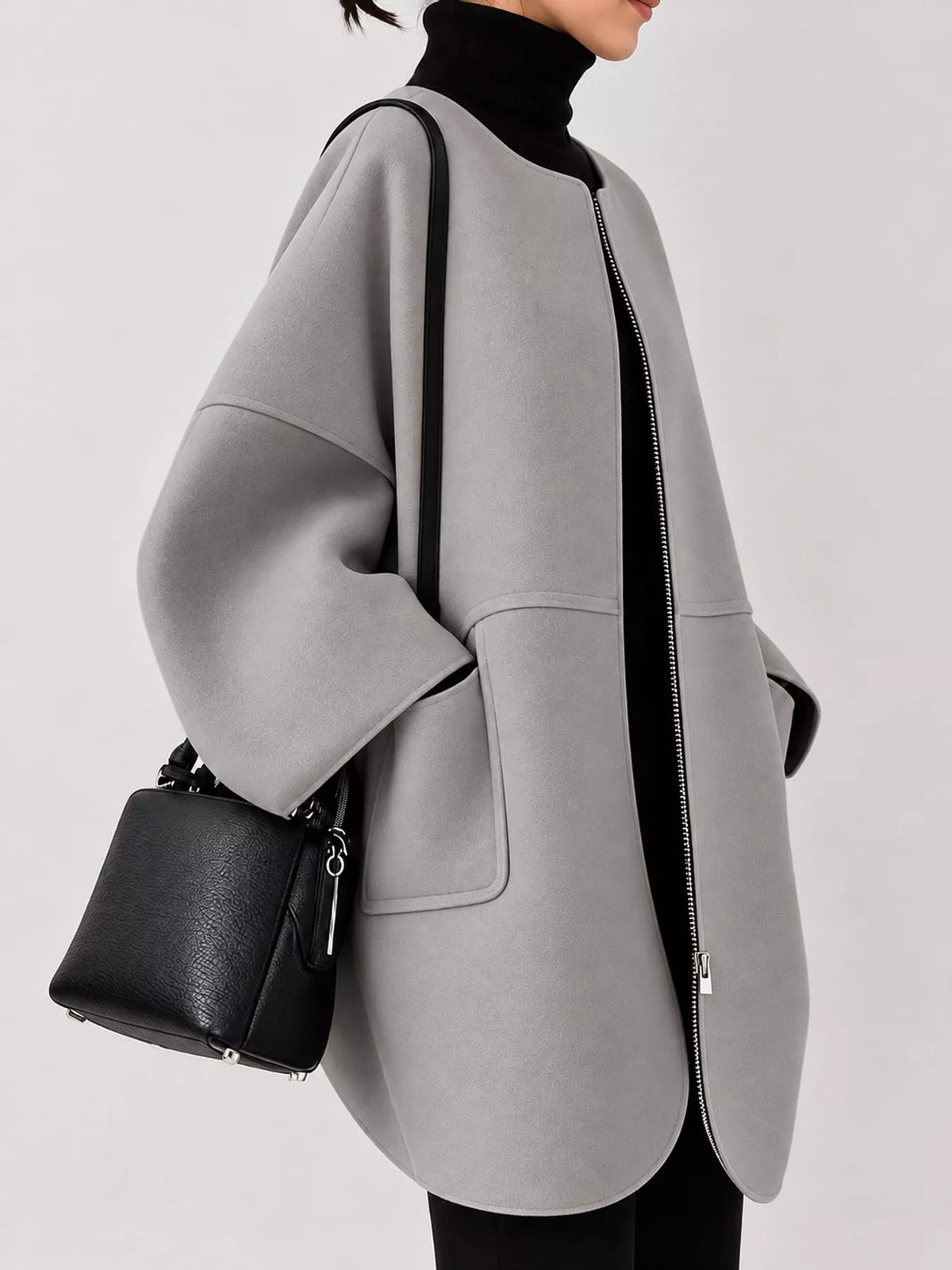 Silver oversized scuba-style coat