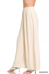 Trendsi Zenana Woven Airflow Elastic Waistband Pants -