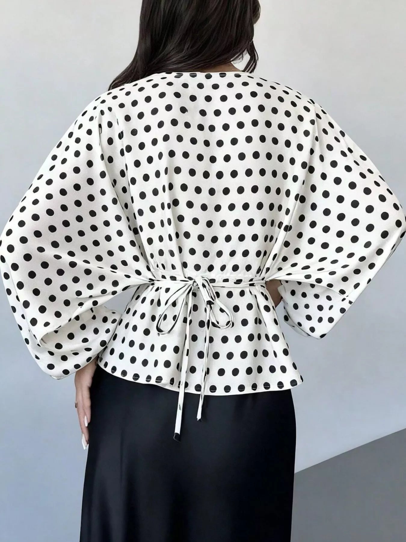 Trendsi Polka Dot Round Neck Blouse -
