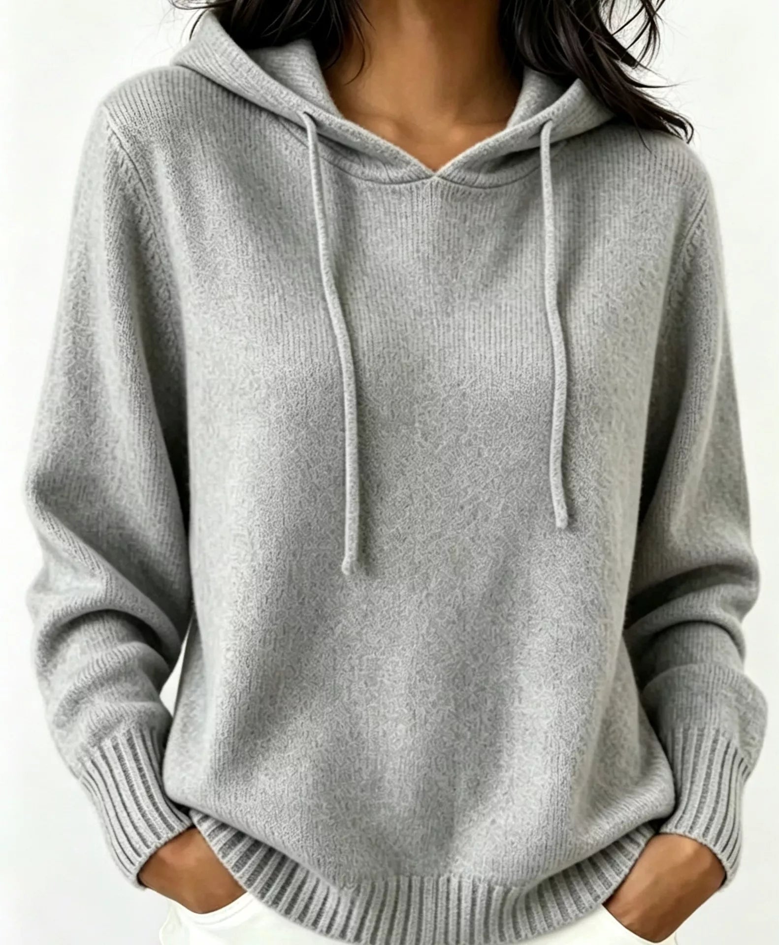 Trendsi Cozy Ribbed Long‑Sleeve Hooded Sweater -