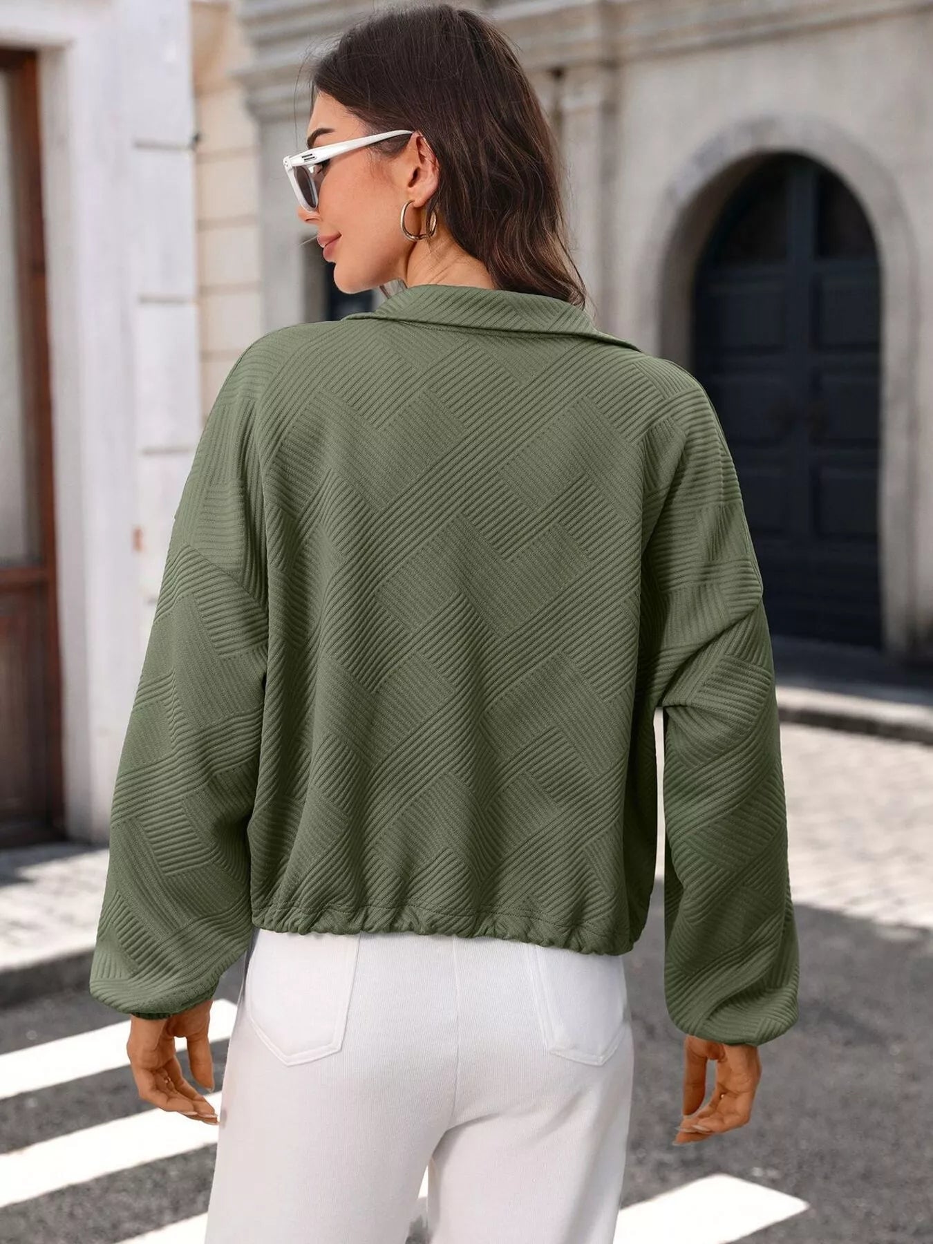Trendsi Textured Zip-Up Casual Jacket -