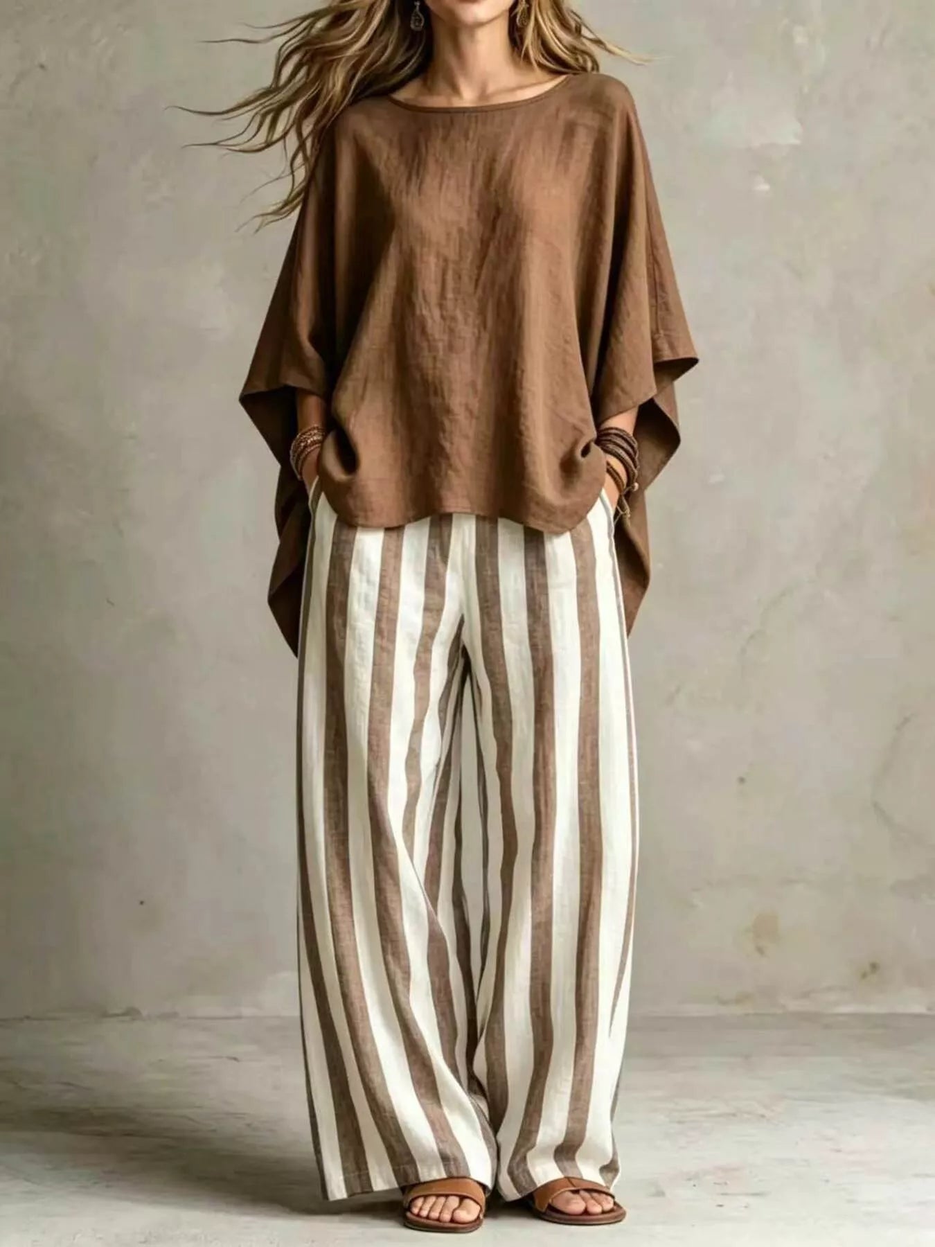 Trendsi Full Size Solid Color Top and Pants Set Plus Size -