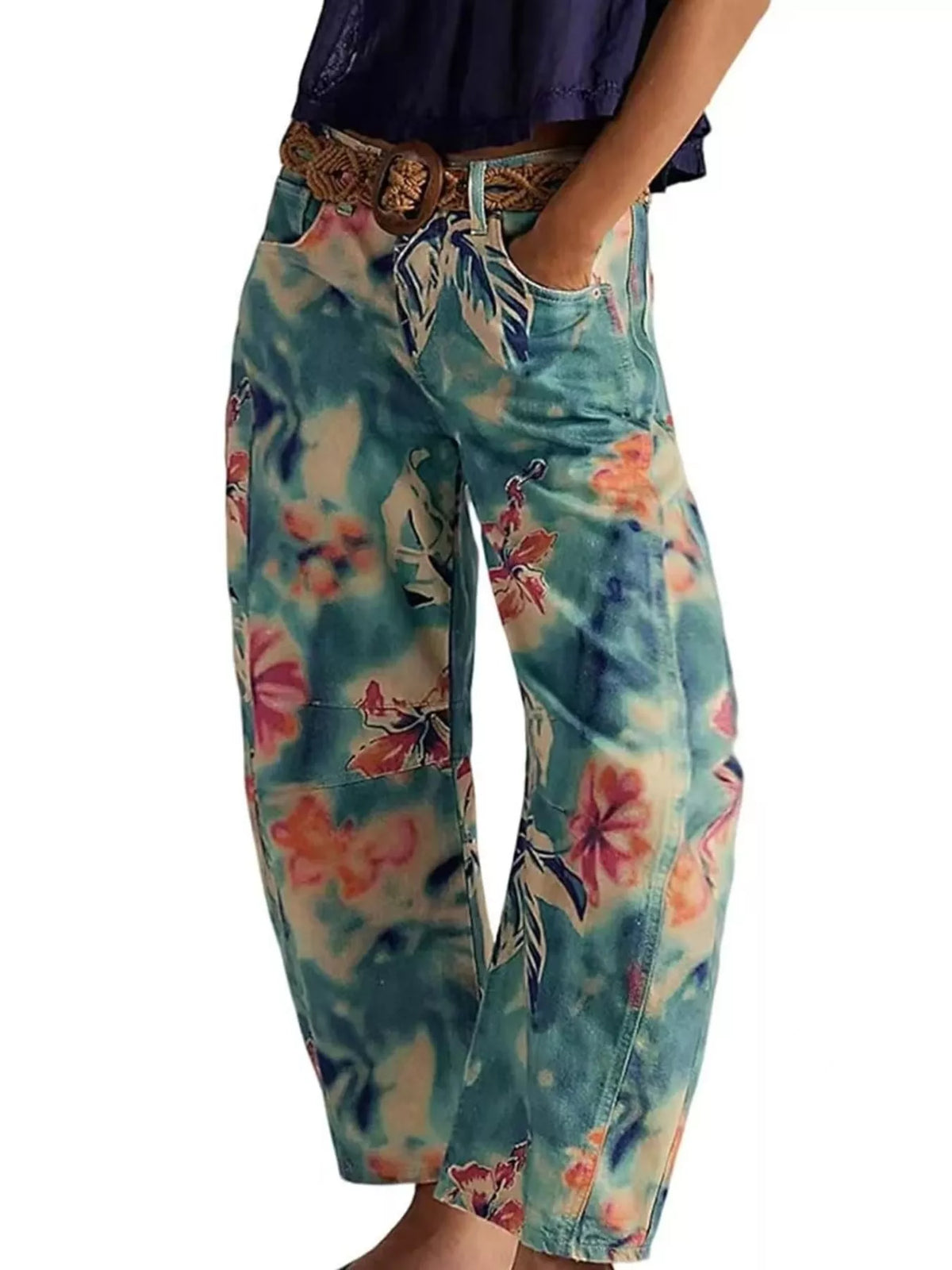 Trendsi Printed Wide-Leg Jeans -