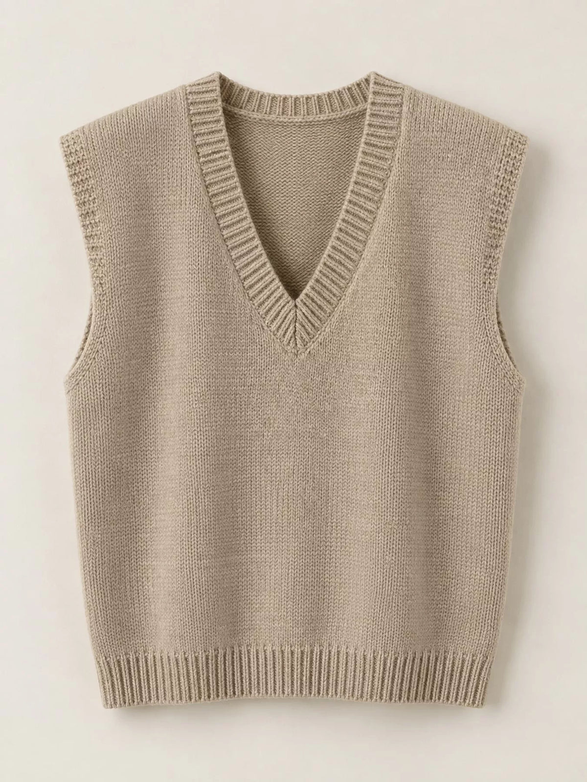 Camel v-neck knit sweater vest