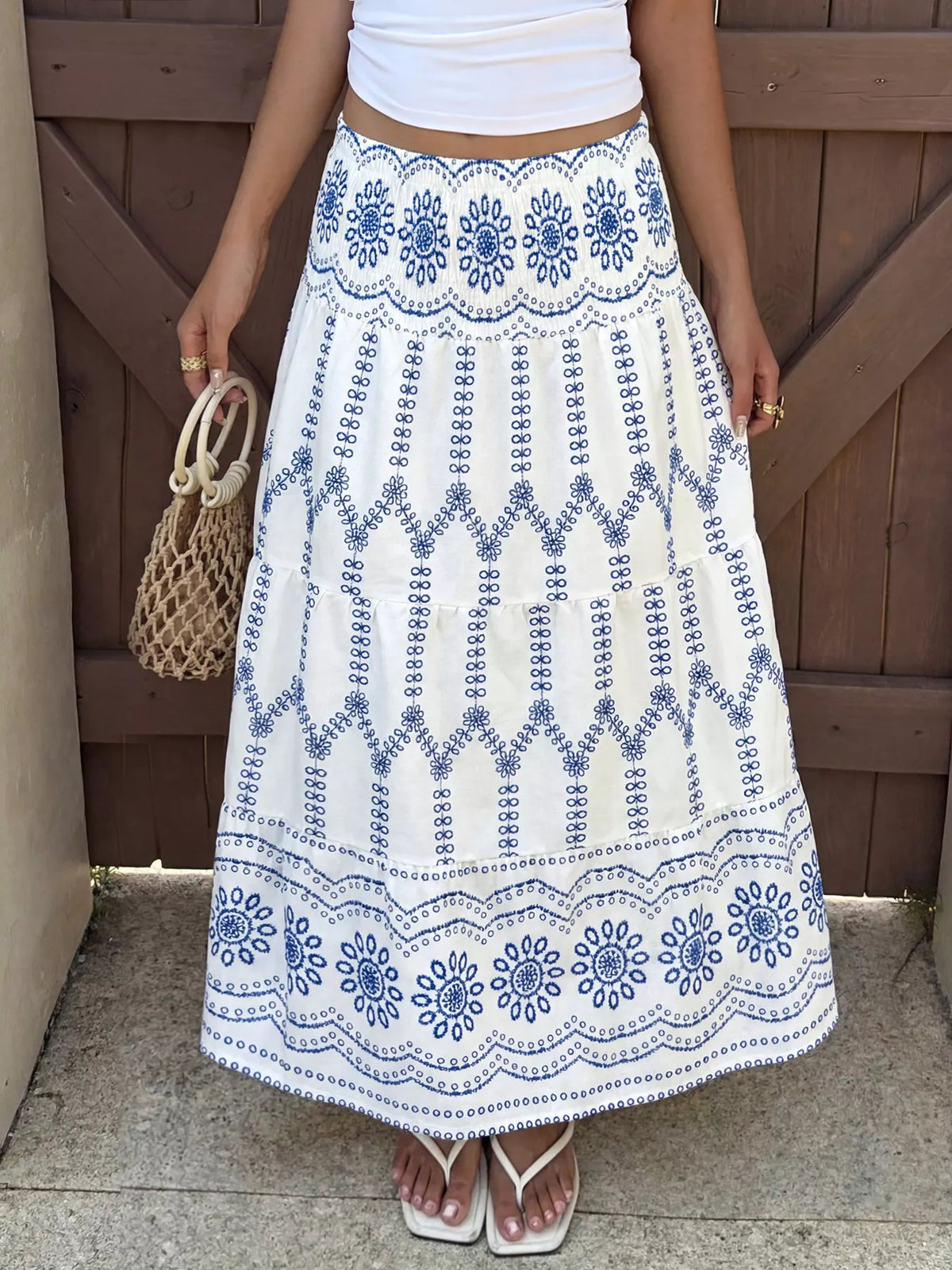 Trendsi Printed Tiered Maxi Skirt -