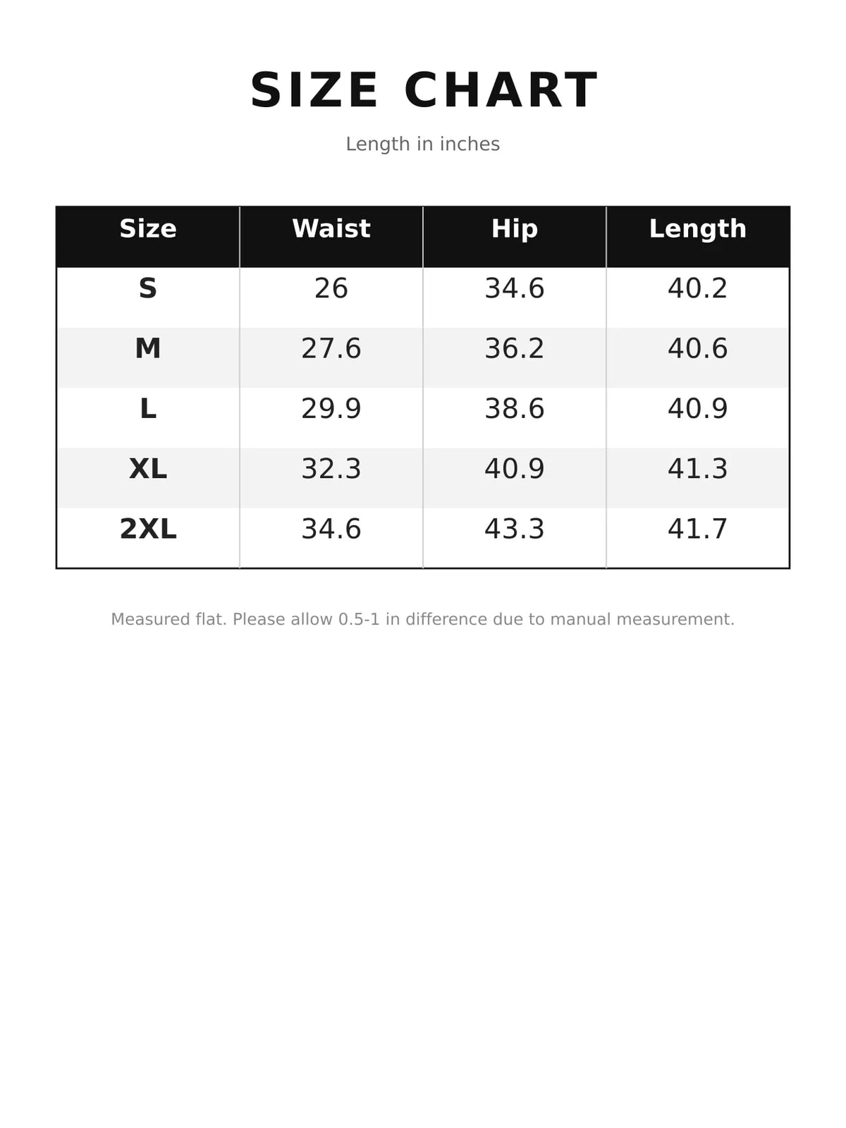 Size chart for rhinestone embellished slim fit jeans