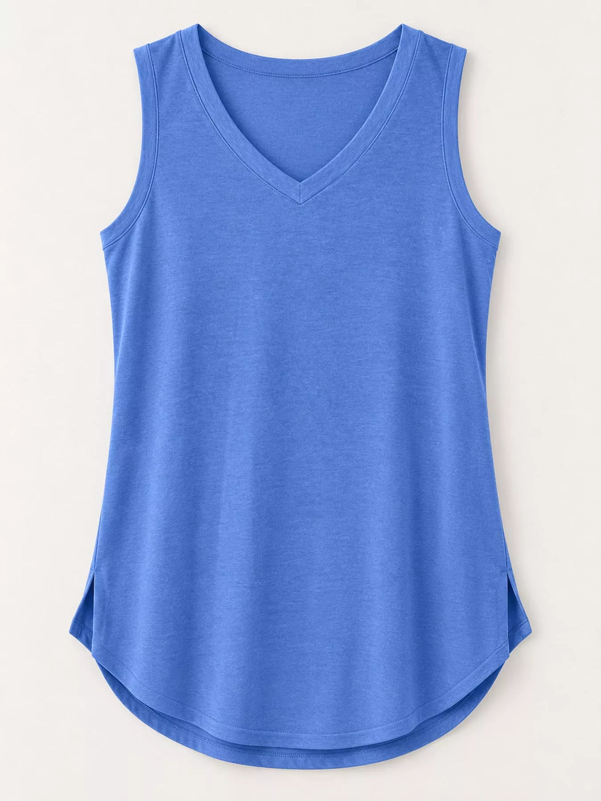Blue v-neck loose fit tank top