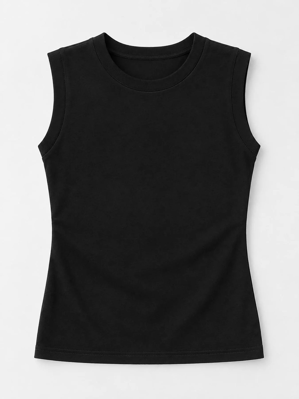 Slim-Fit Sleeveless Crew Neck Tank Top — garment front
