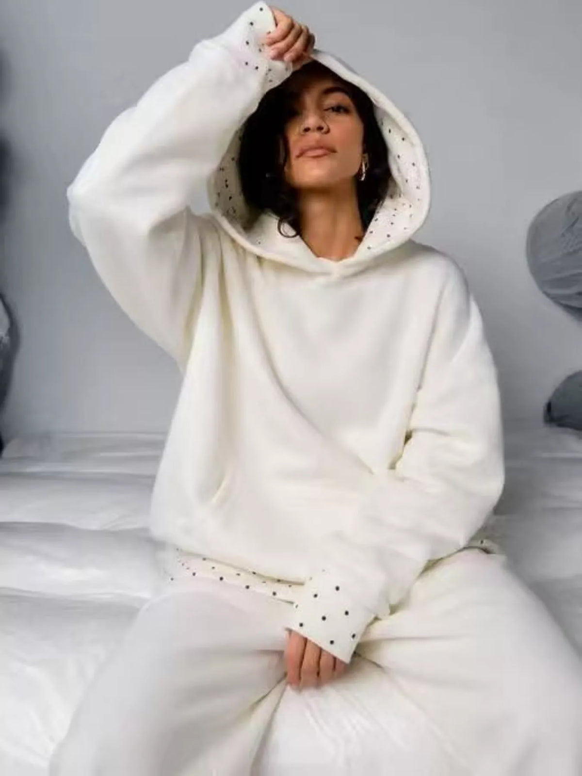 Hoodie and Wide-Leg Pants Set — front view