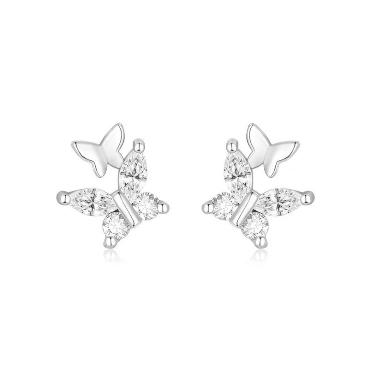 Trendsi 925 Sterling Silver Butterfly Stud Earrings -