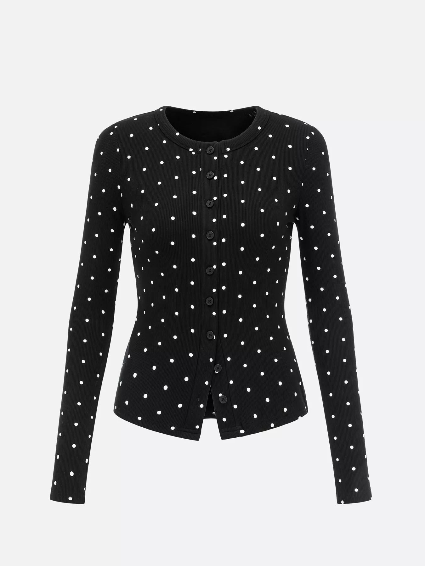 Trendsi Polka Dot Button-Down Knit Cardigan -