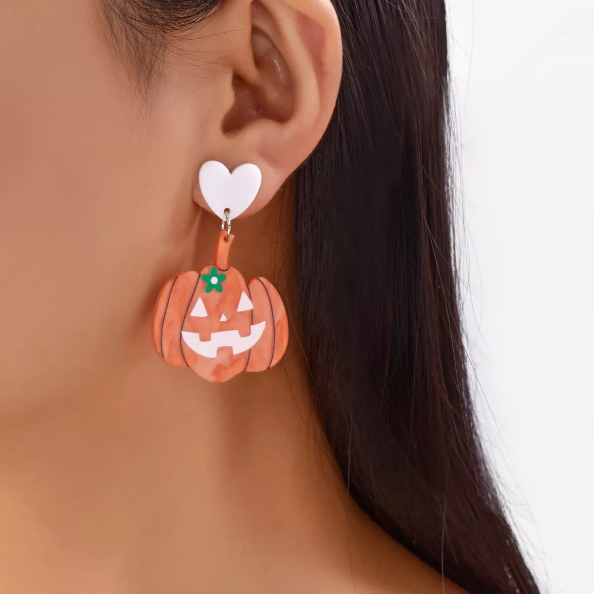 Trendsi Halloween Pumpkin Heart Drop Earrings -