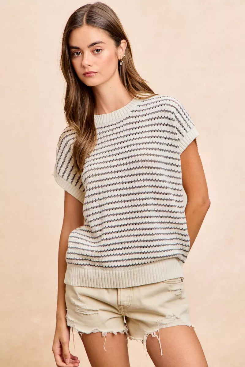 Women's Pointelle Stripe Sleeveless Sweater Top — product view 11