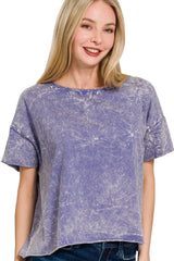 Trendsi Zenana Washed Crew Neck Short Sleeve Crop Box Tee -