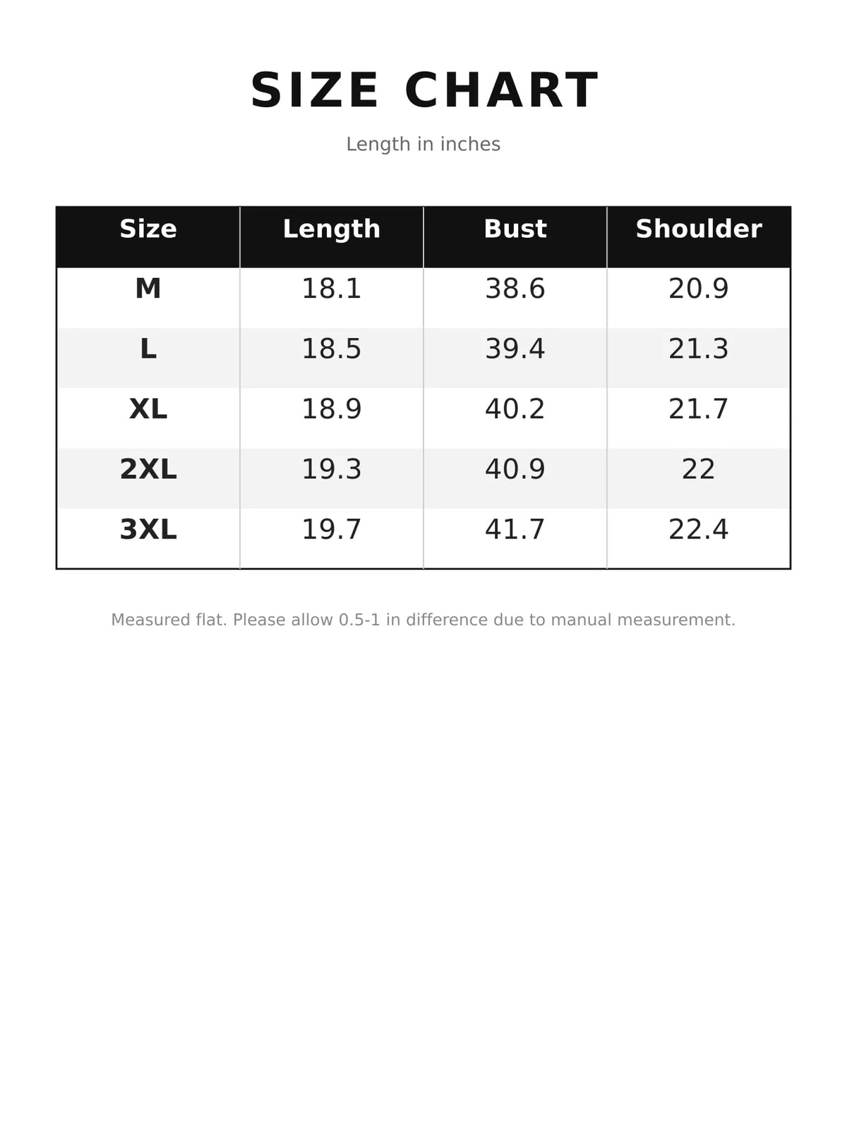 Cropped Zip-Up Hoodie — size and measurement chart