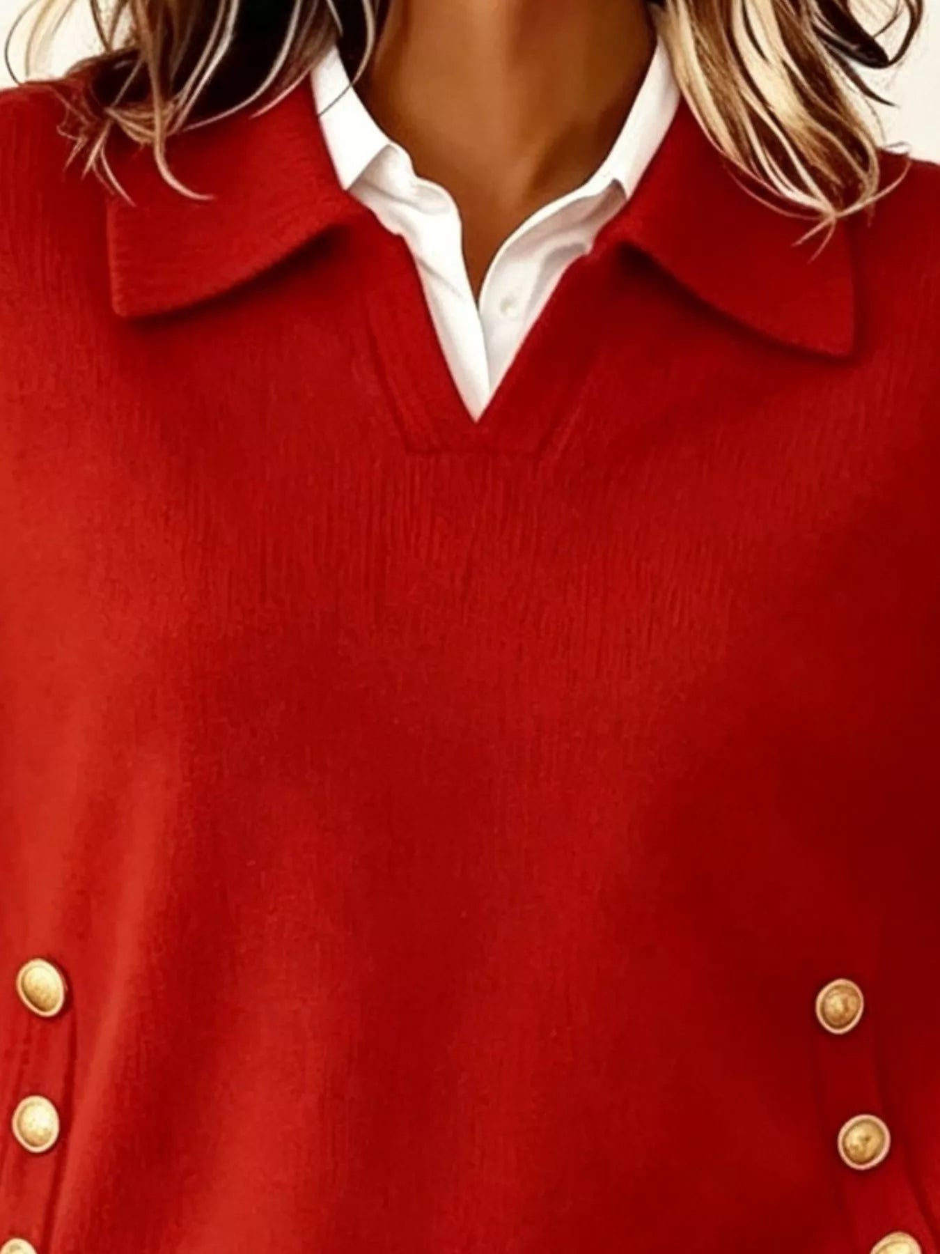 Trendsi Chic Collared Decor-Button Sweater -