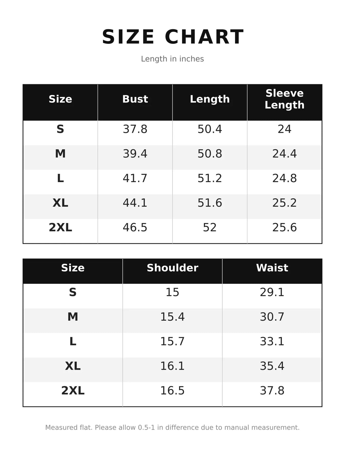 Size chart for double-breasted lapel collar midi dress