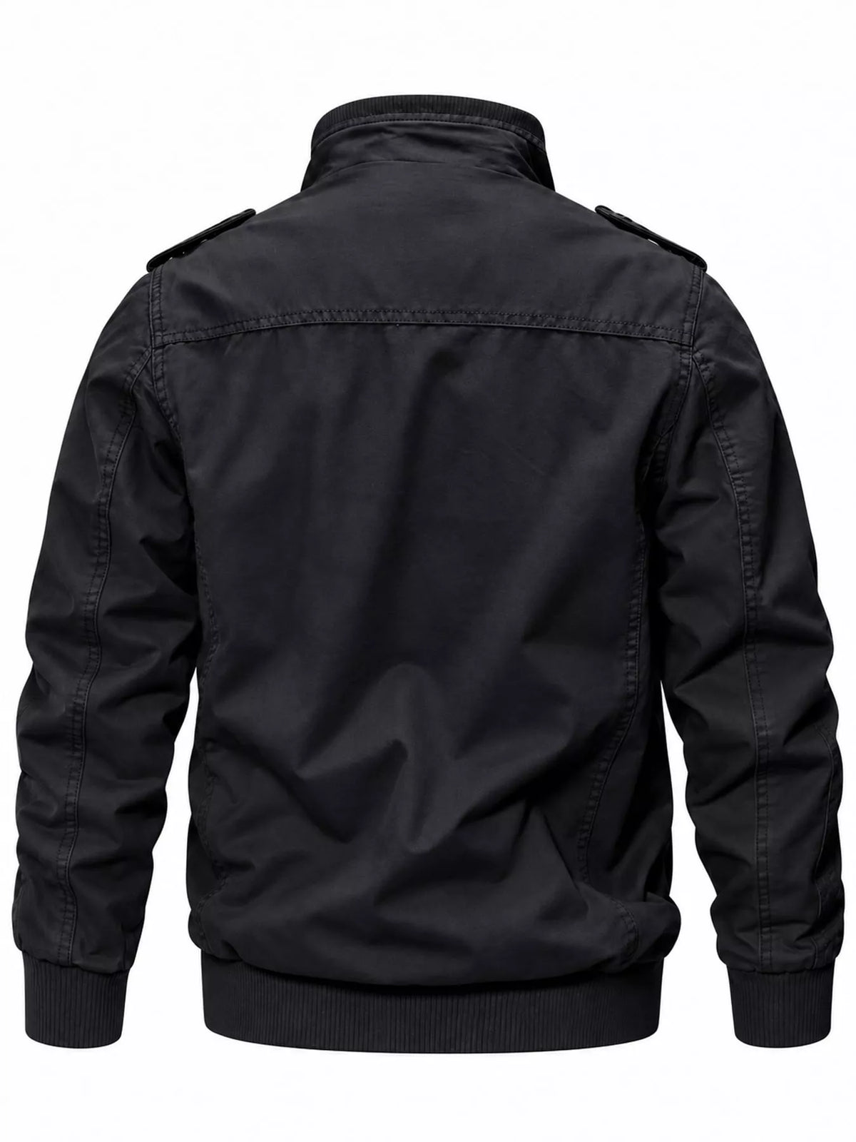 Multi-Pocket Tactical Bomber Jacket — back view