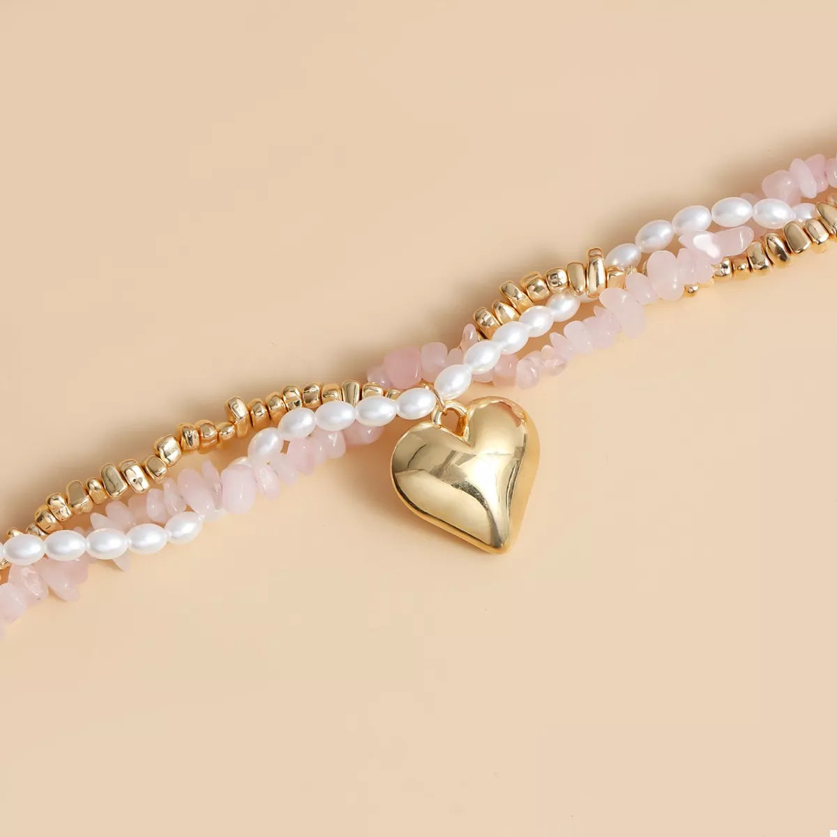 Trendsi Three-Layered Heart Pendant Necklace -