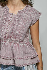 Trendsi POL Eyelet Embroidery Pintuck Sleeveless Cotton Blouse -