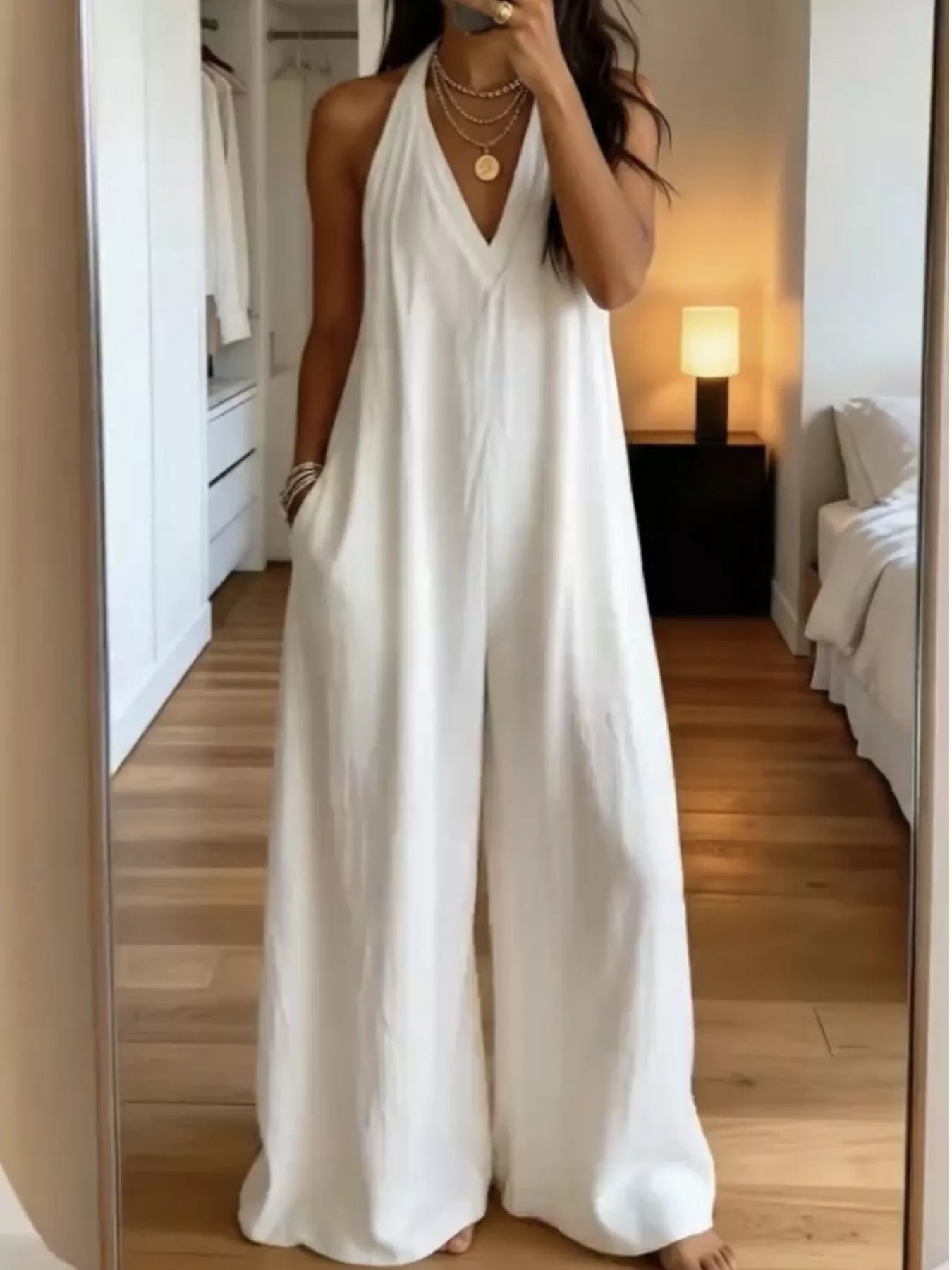 Trendsi Full Size Halter Neck Wide-Leg Jumpsuit Plus Size -