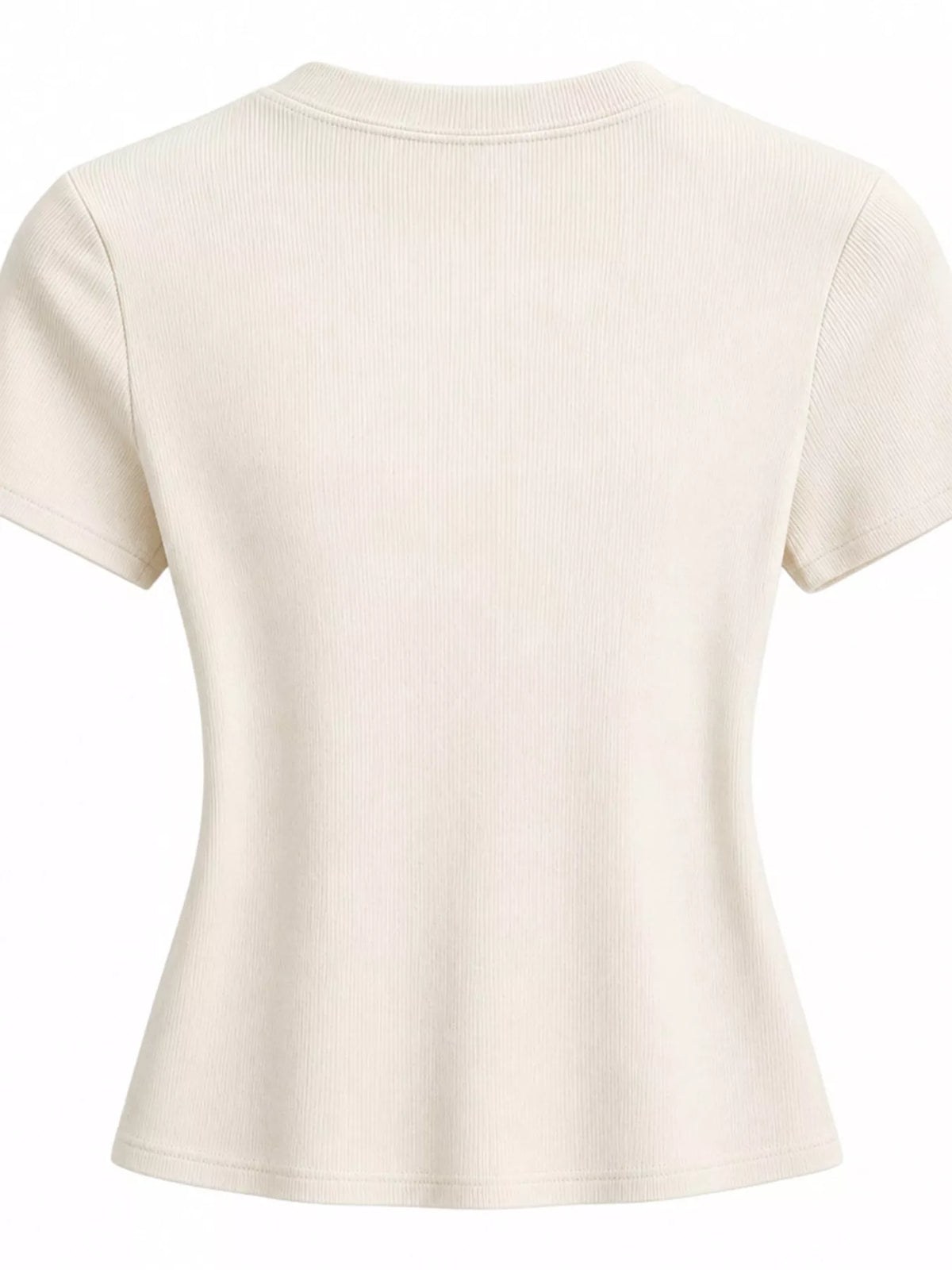 Cream slim-fit crew neck T-shirt, back view