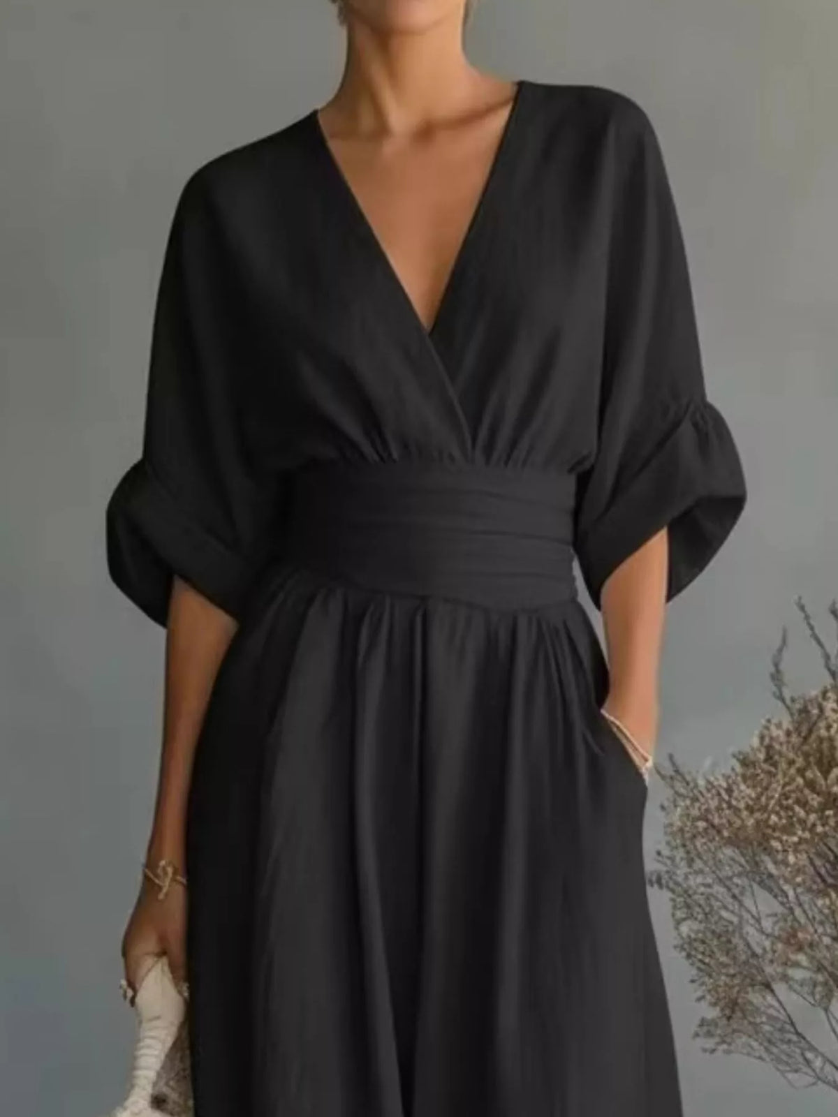 Trendsi Full Size Half Sleeve Wide-Leg Jumpsuit Plus Size -