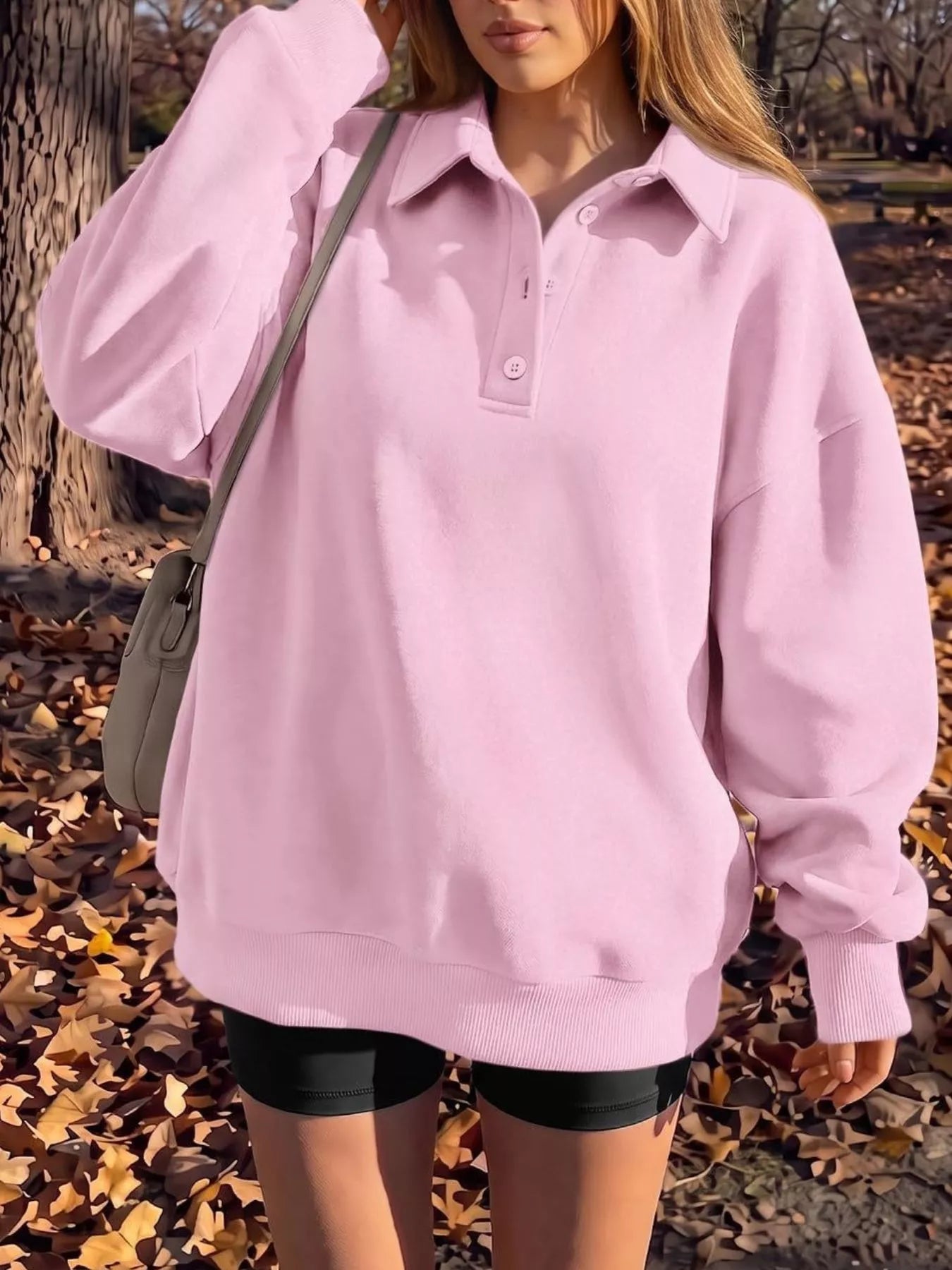 Trendsi Button Detail Dropped Shoulder Sweatshirt -