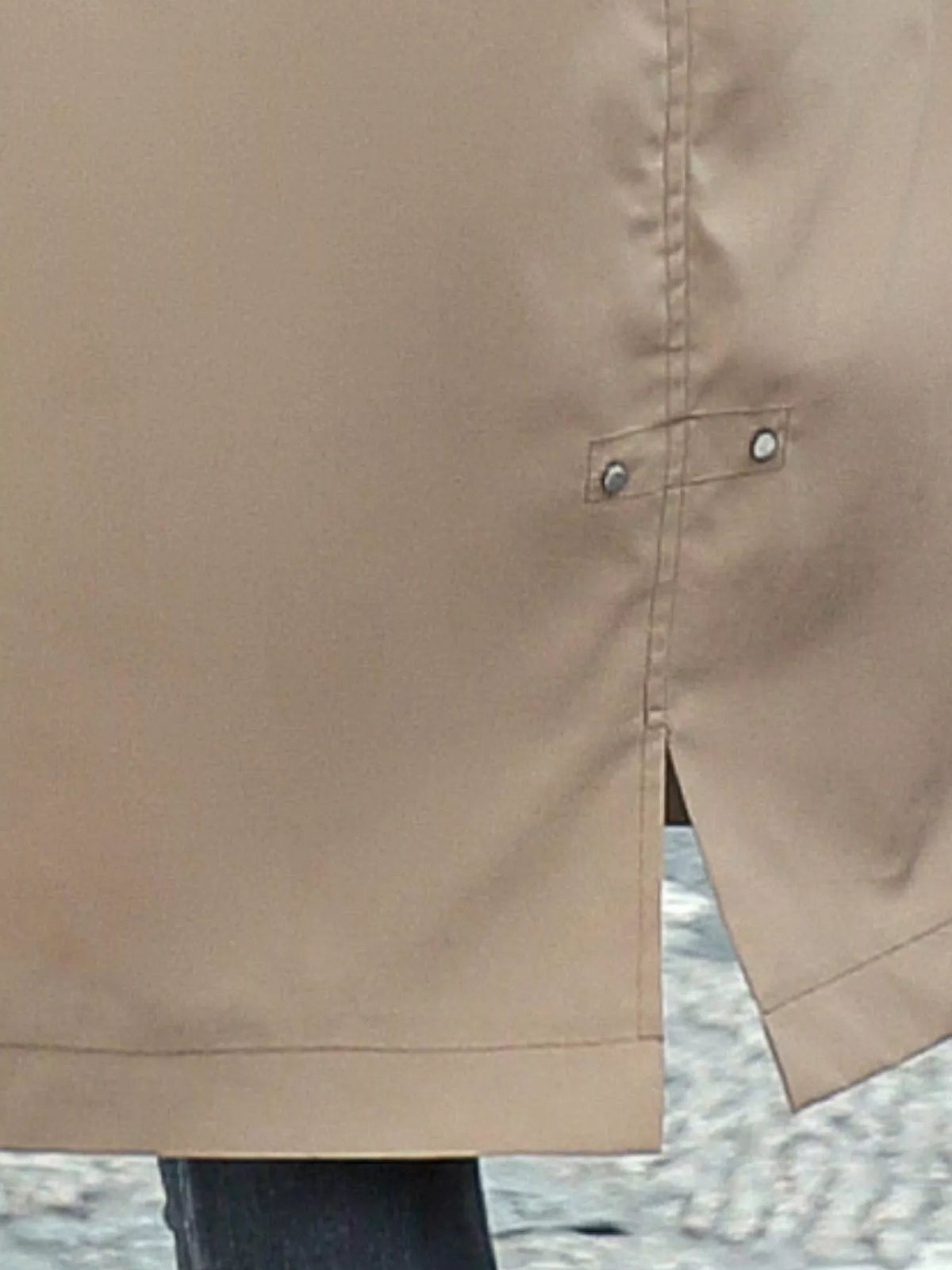 Faux-fur-trim parka, beige back slit
