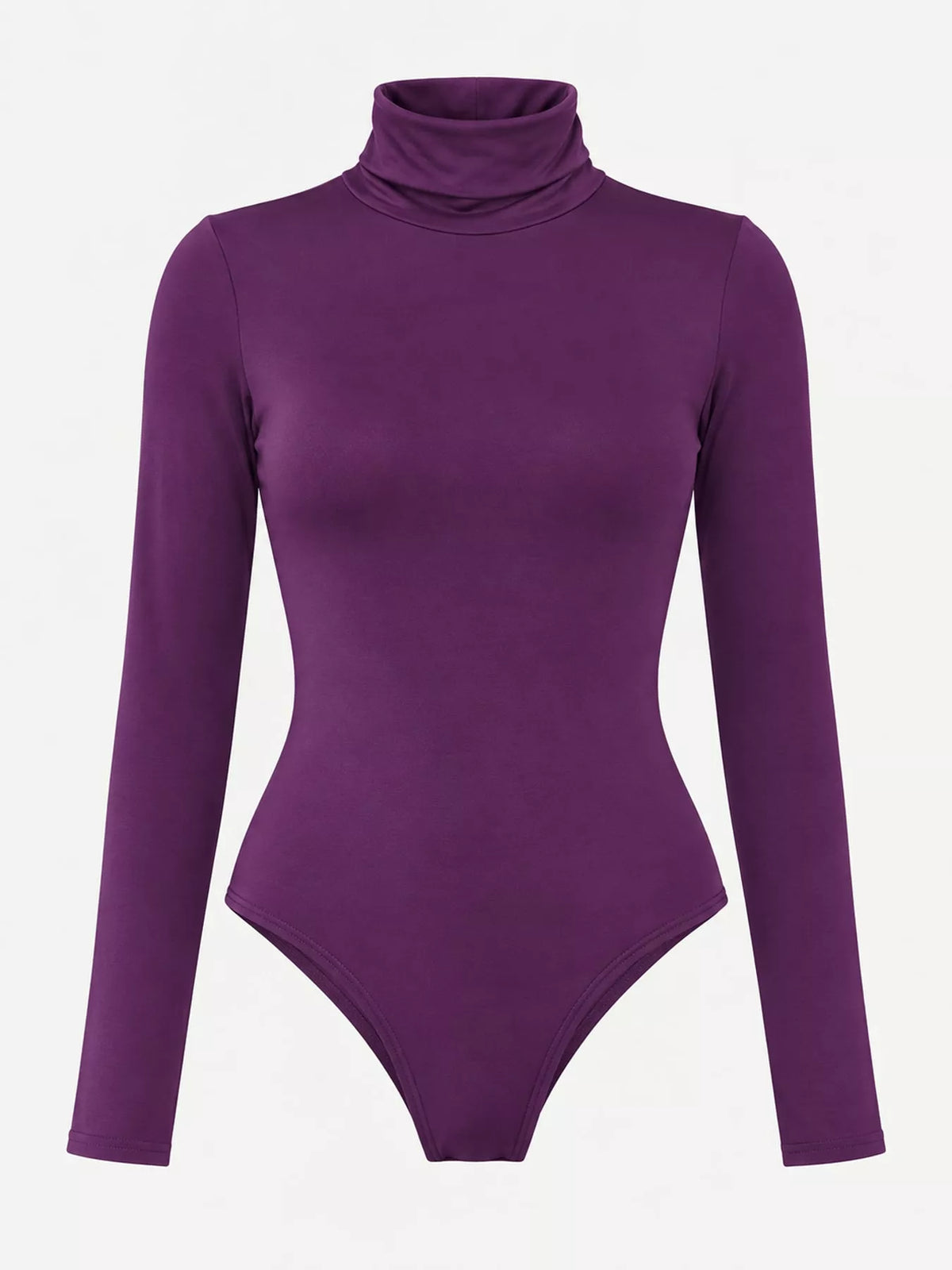 Long Sleeve Turtleneck Slim-Fit Bodysuit in purple