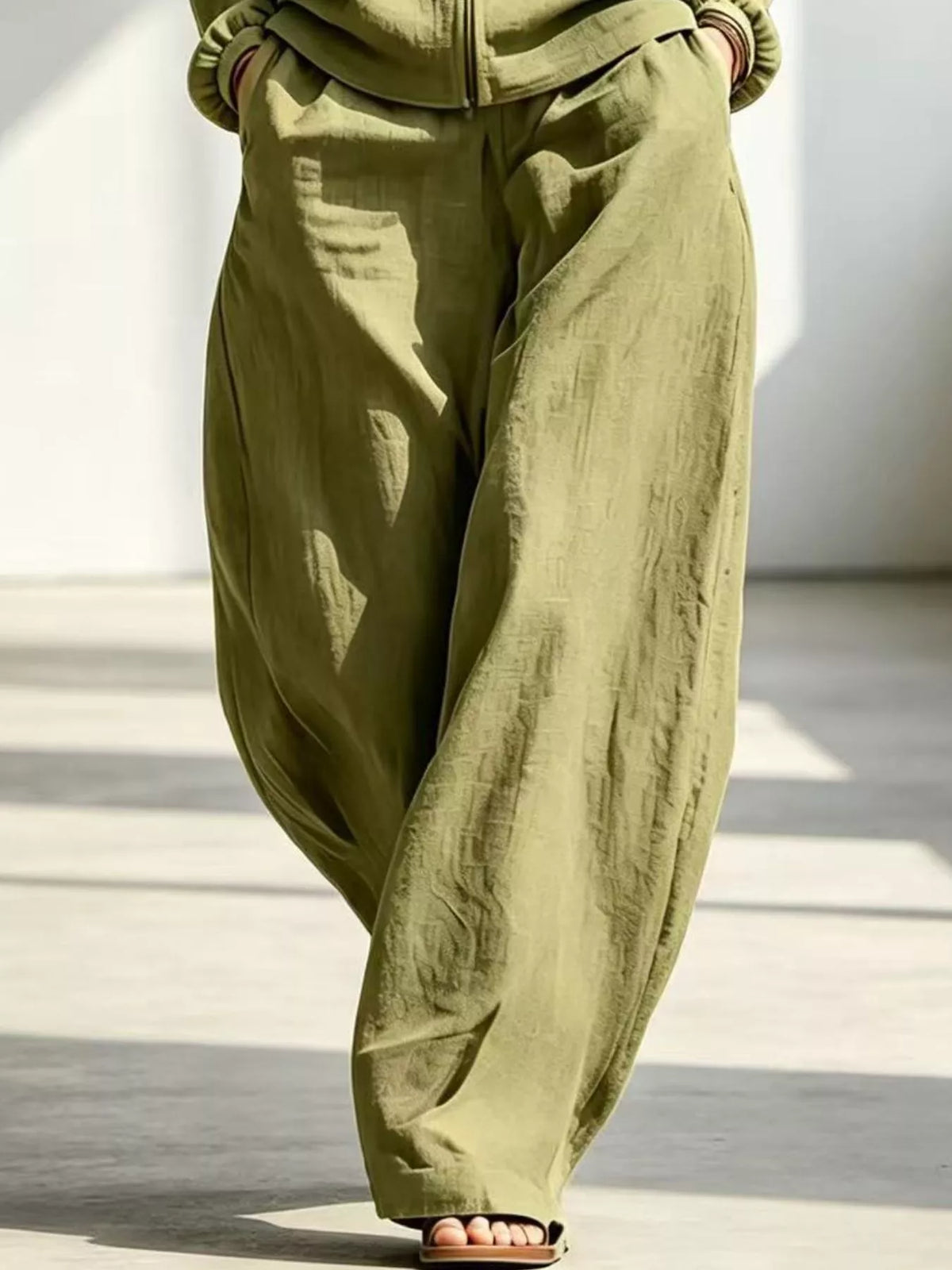 Jacket and pants set, olive pants detail