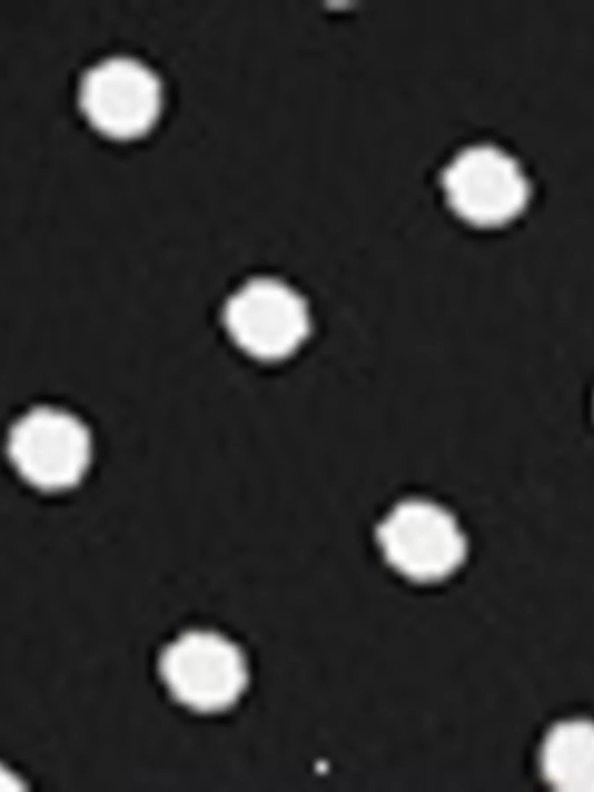 Black polka dot flounce sleeve mini dress, polka dot print close-up