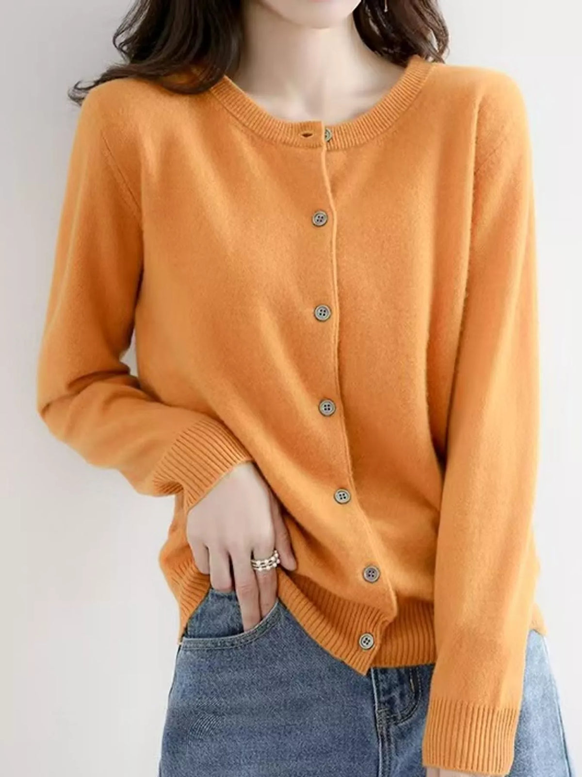 Button-down cardigan, mustard front