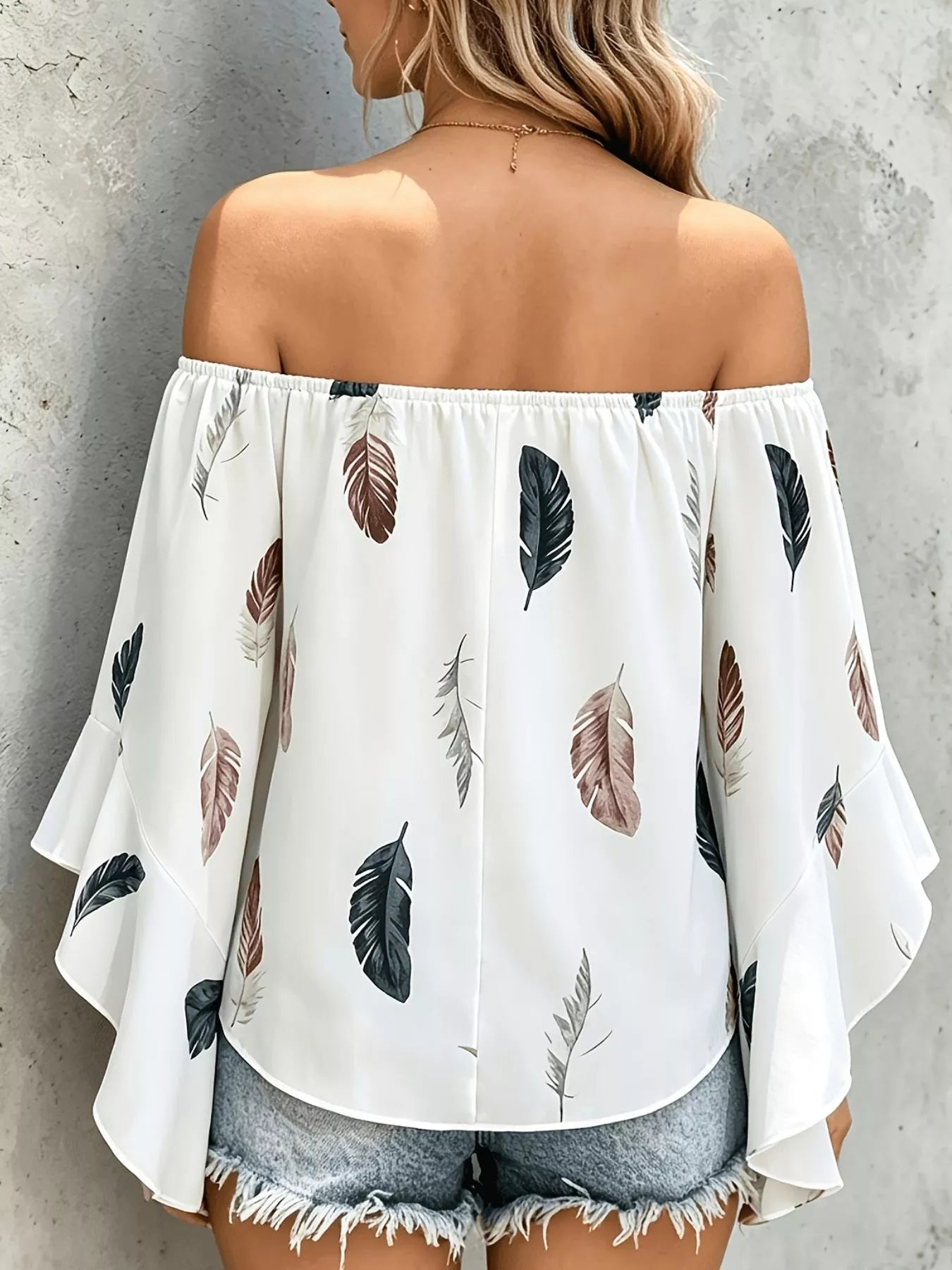 Trendsi Printed Off Shoulder Blouse -